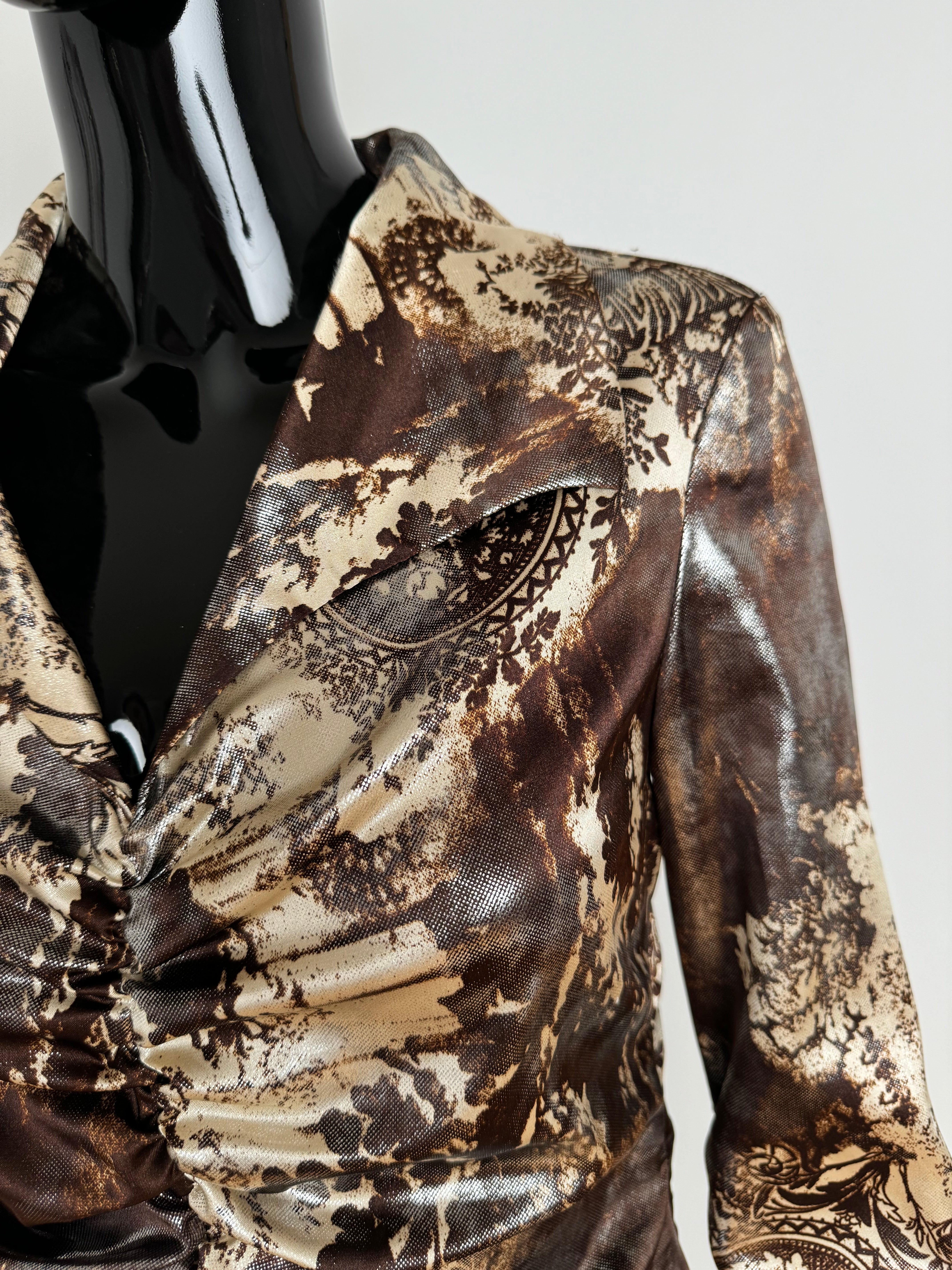 Bronze Metallic Wide Collar Blouse