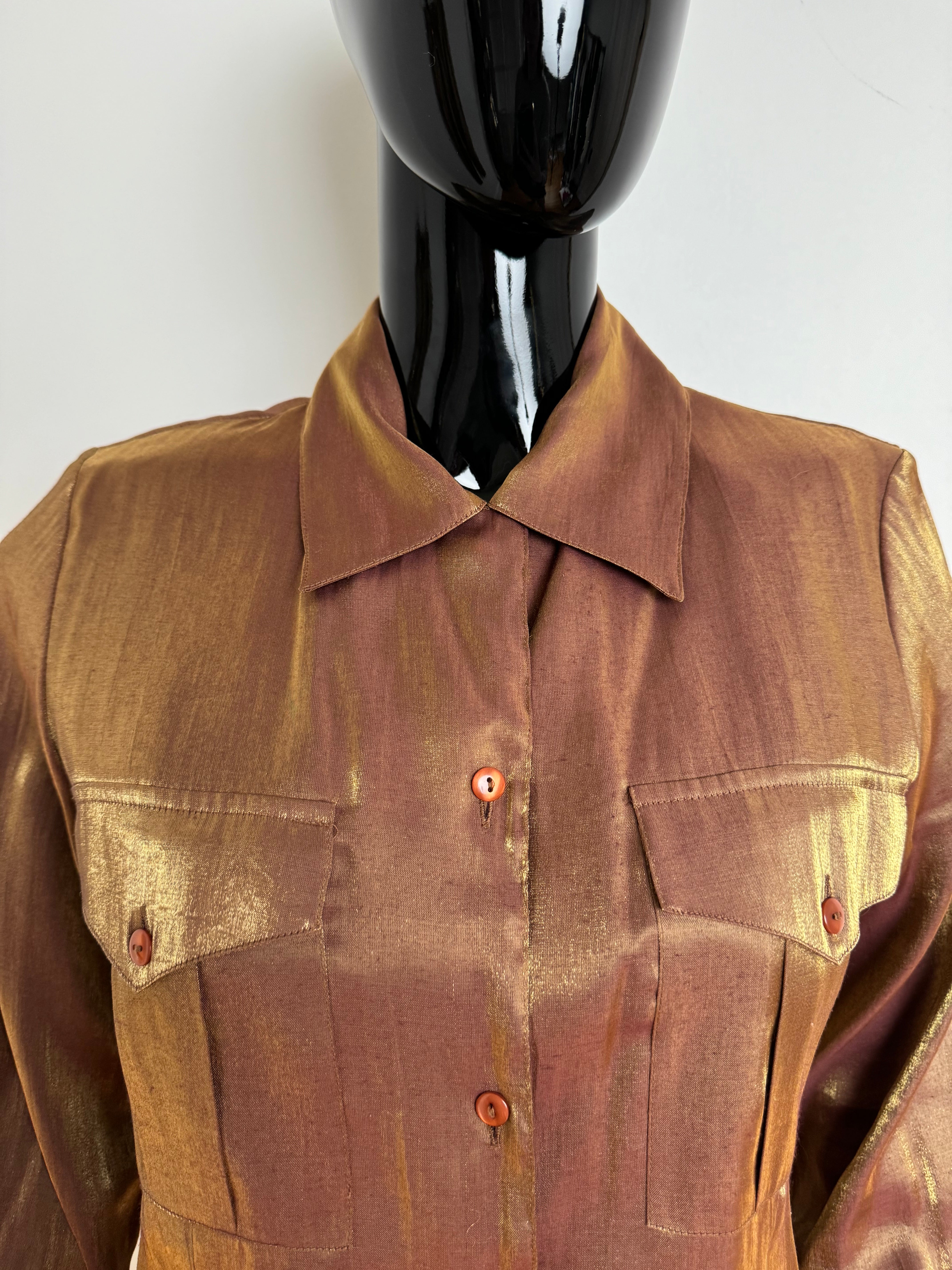 Bronze & Gold Button Down Blouse