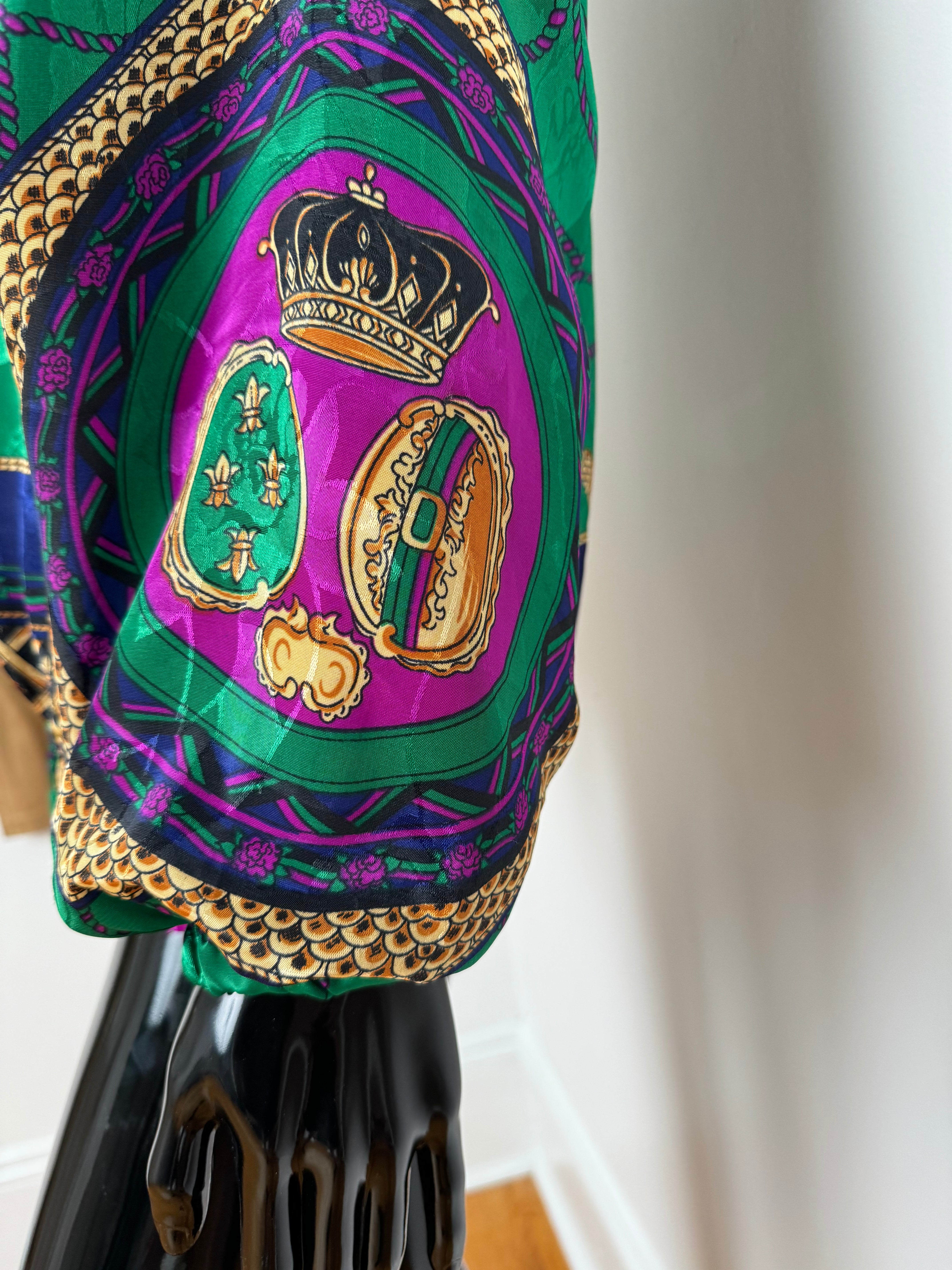 Jewel Tone Crown Bomber Jacket