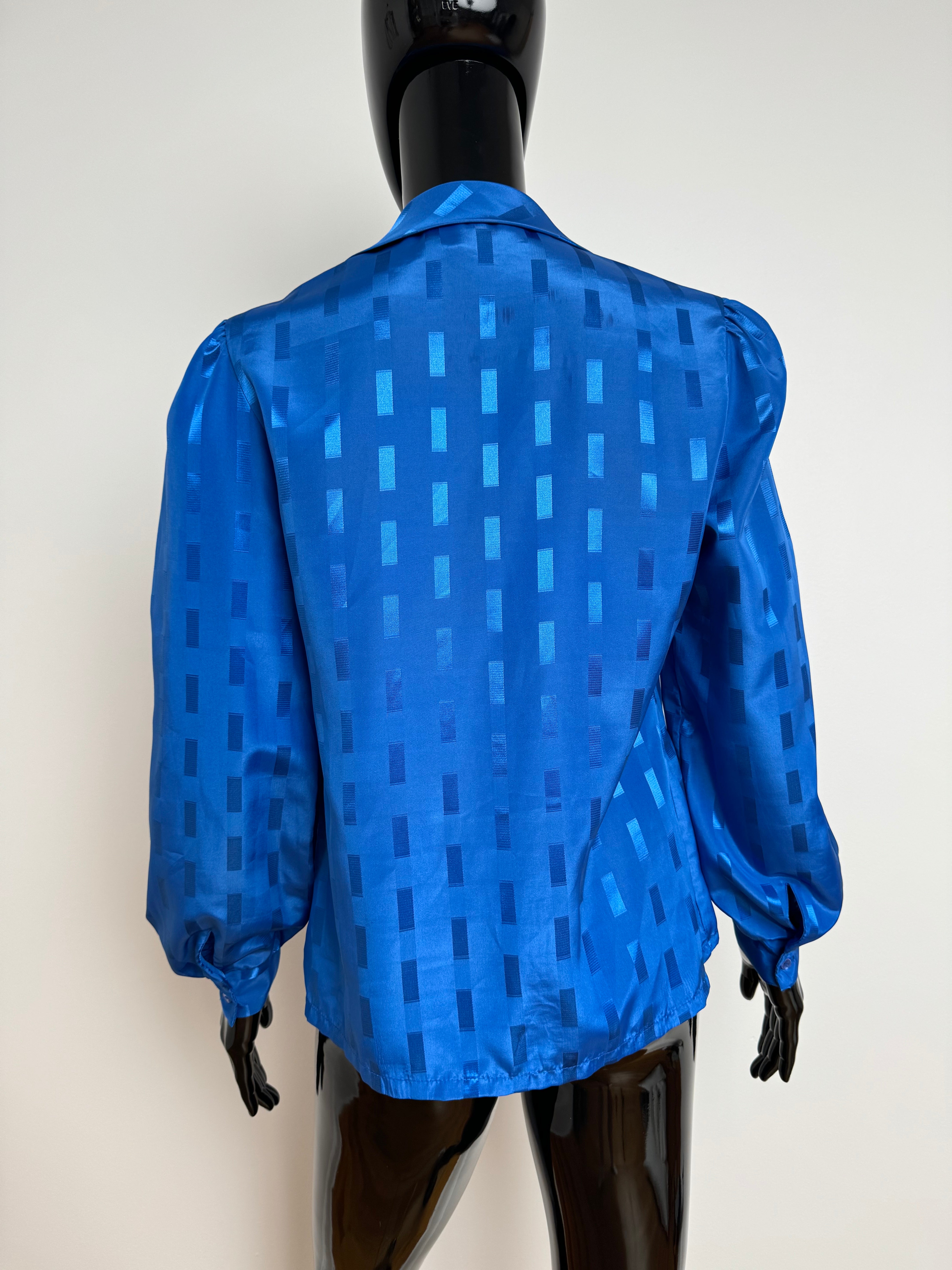 Metallic Blue Pussybow Blouse