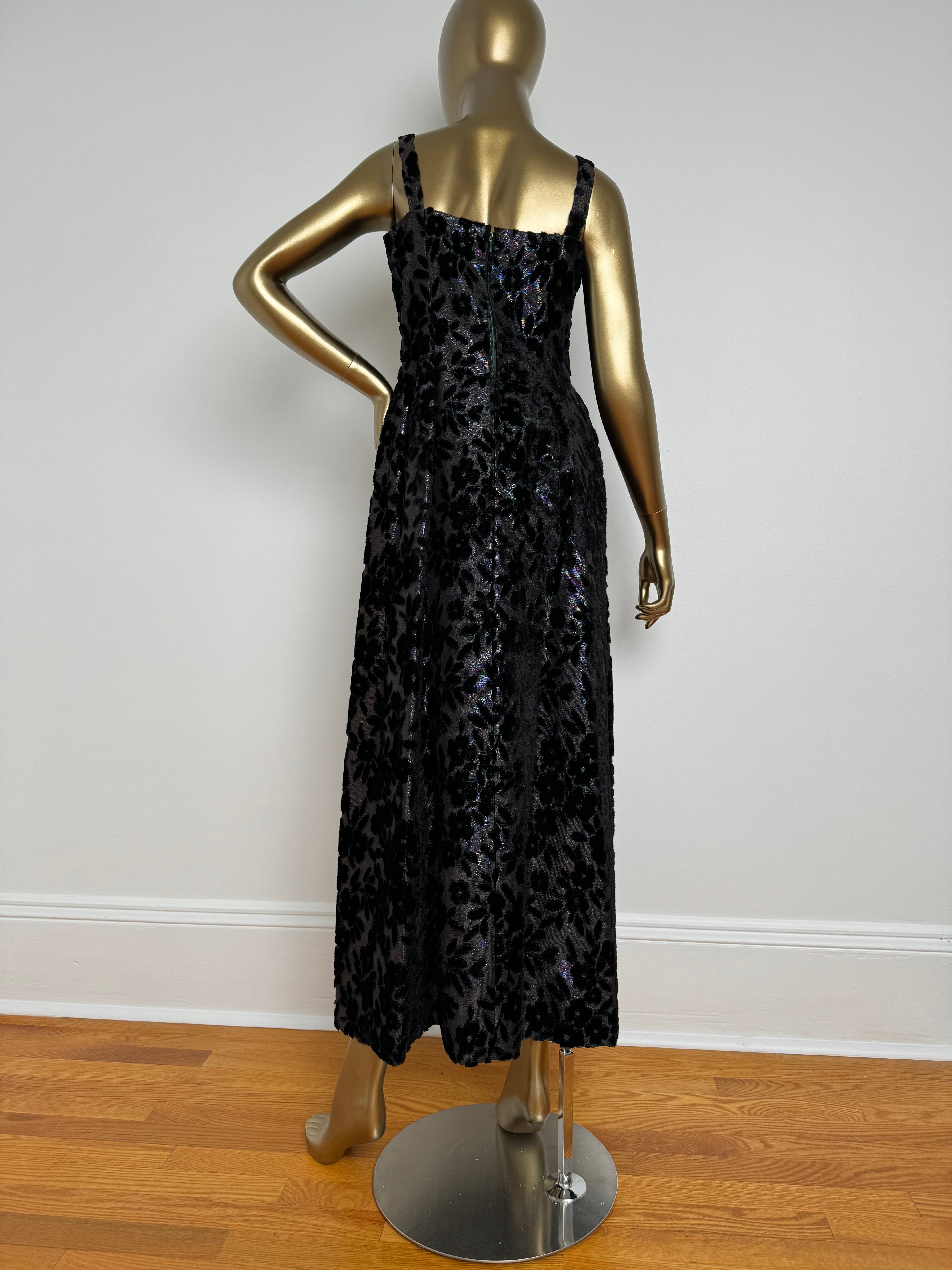 Couture Iridescent Velvet Column Dress