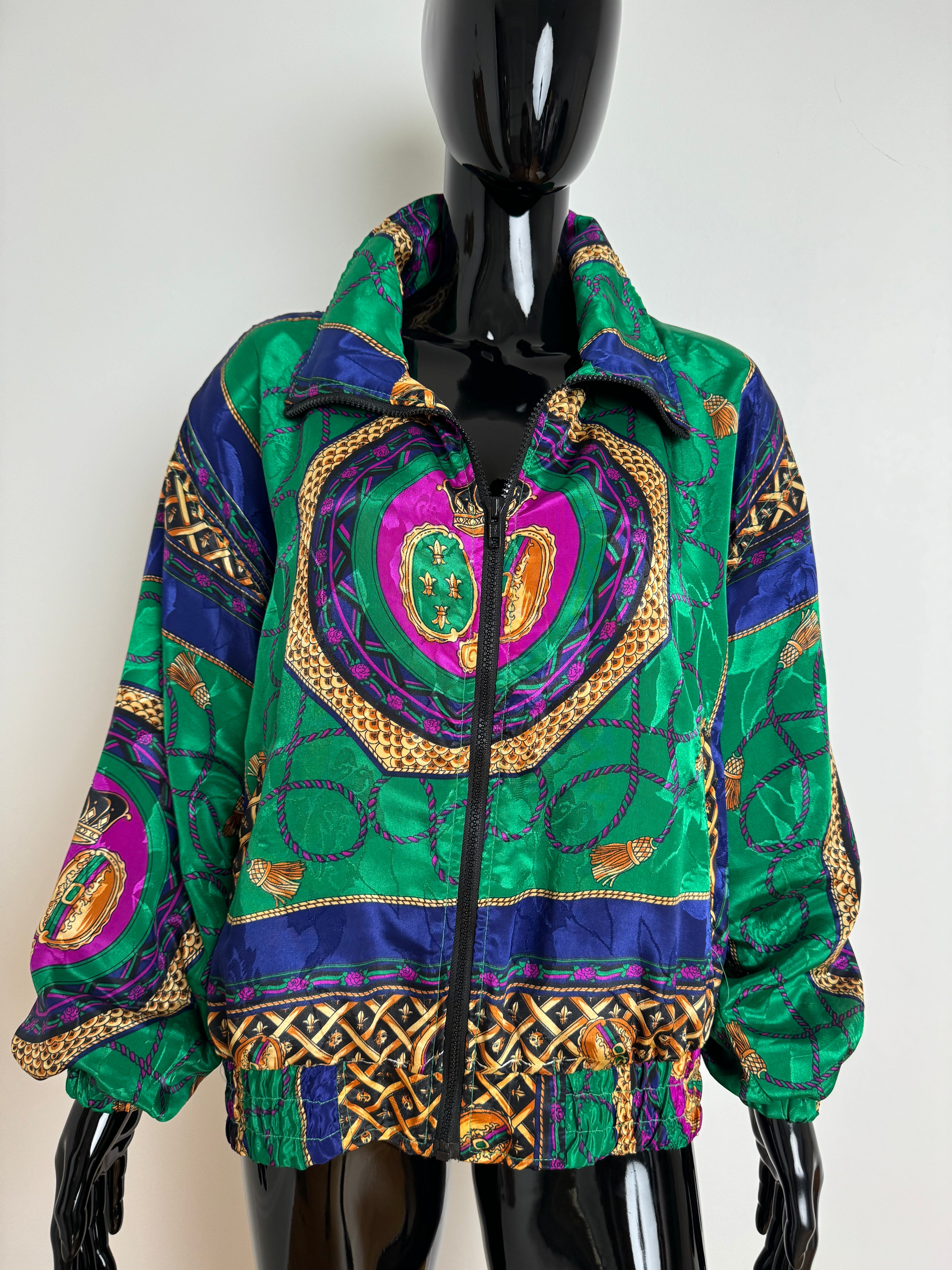 Jewel Tone Crown Bomber Jacket