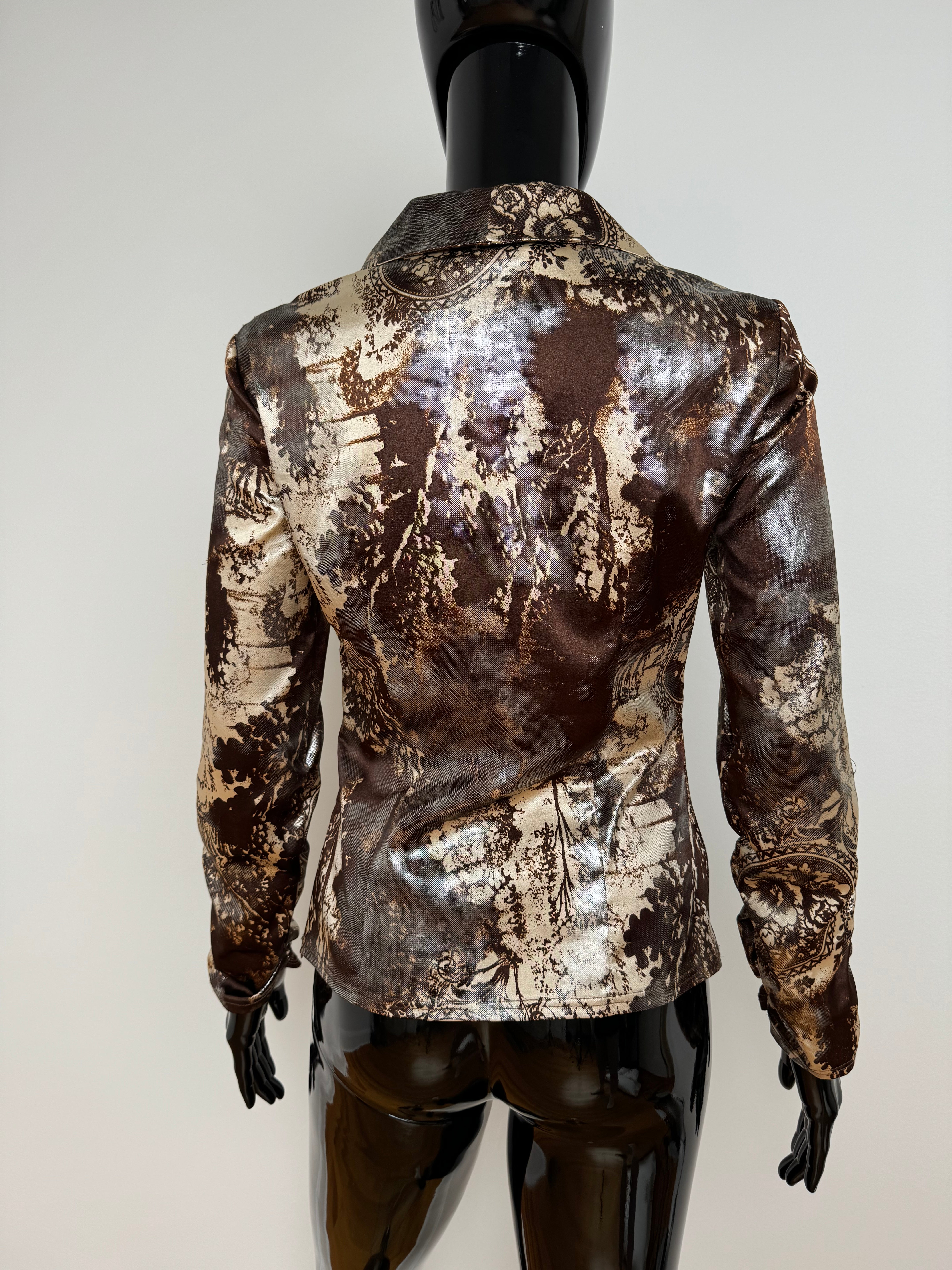 Bronze Metallic Wide Collar Blouse