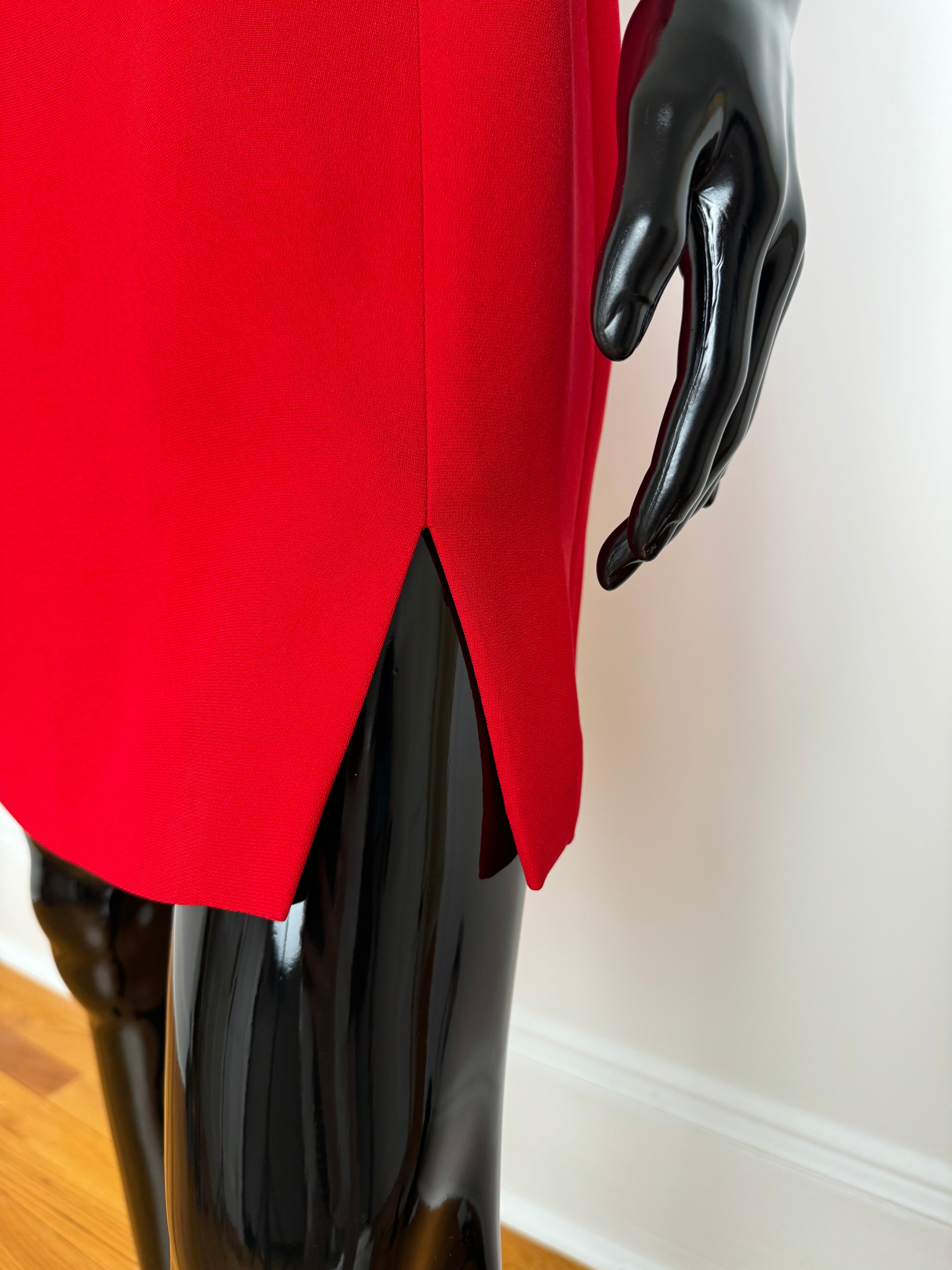 90s Red Square Neck Sheath Mini