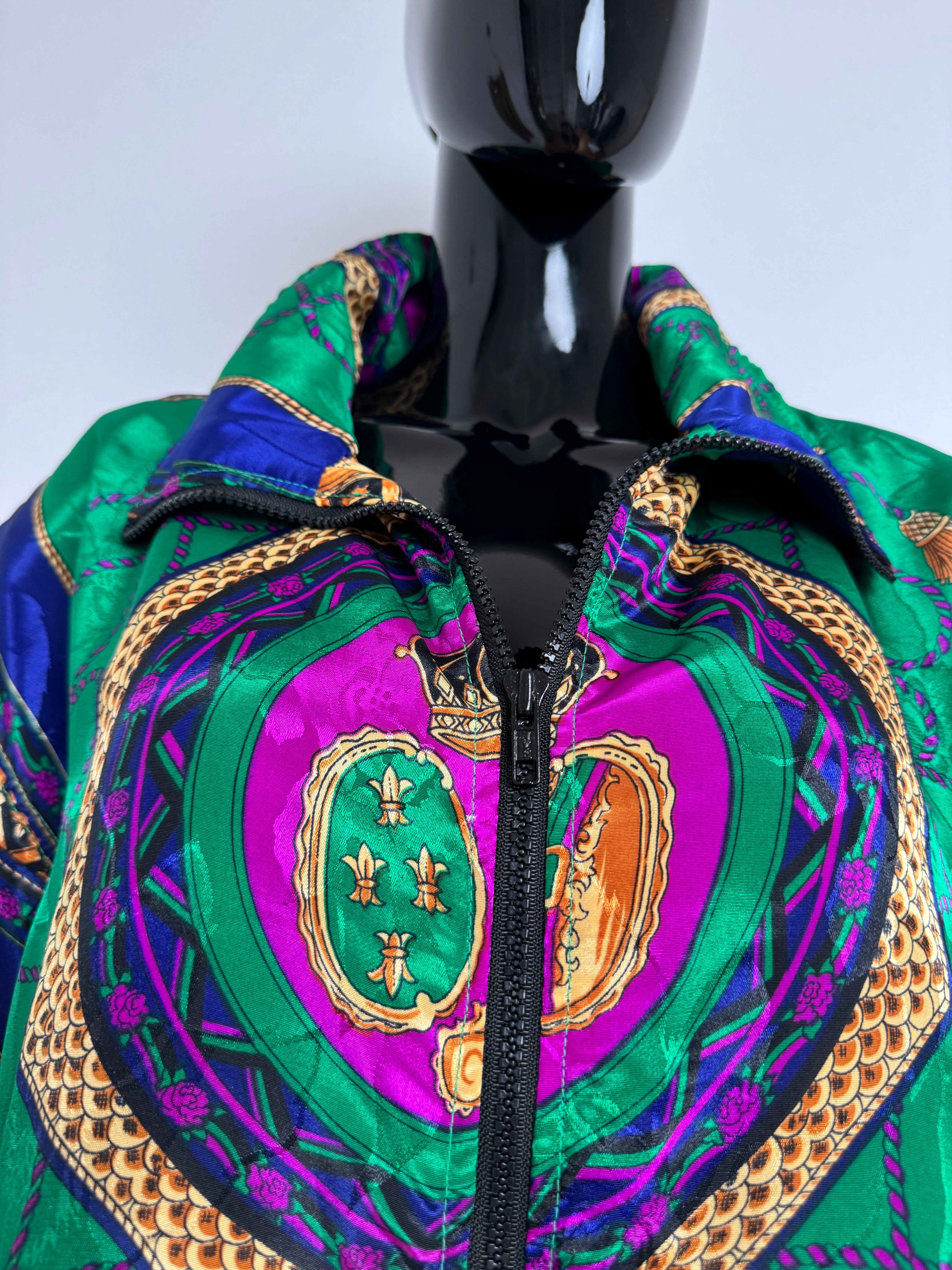 Jewel Tone Crown Bomber Jacket