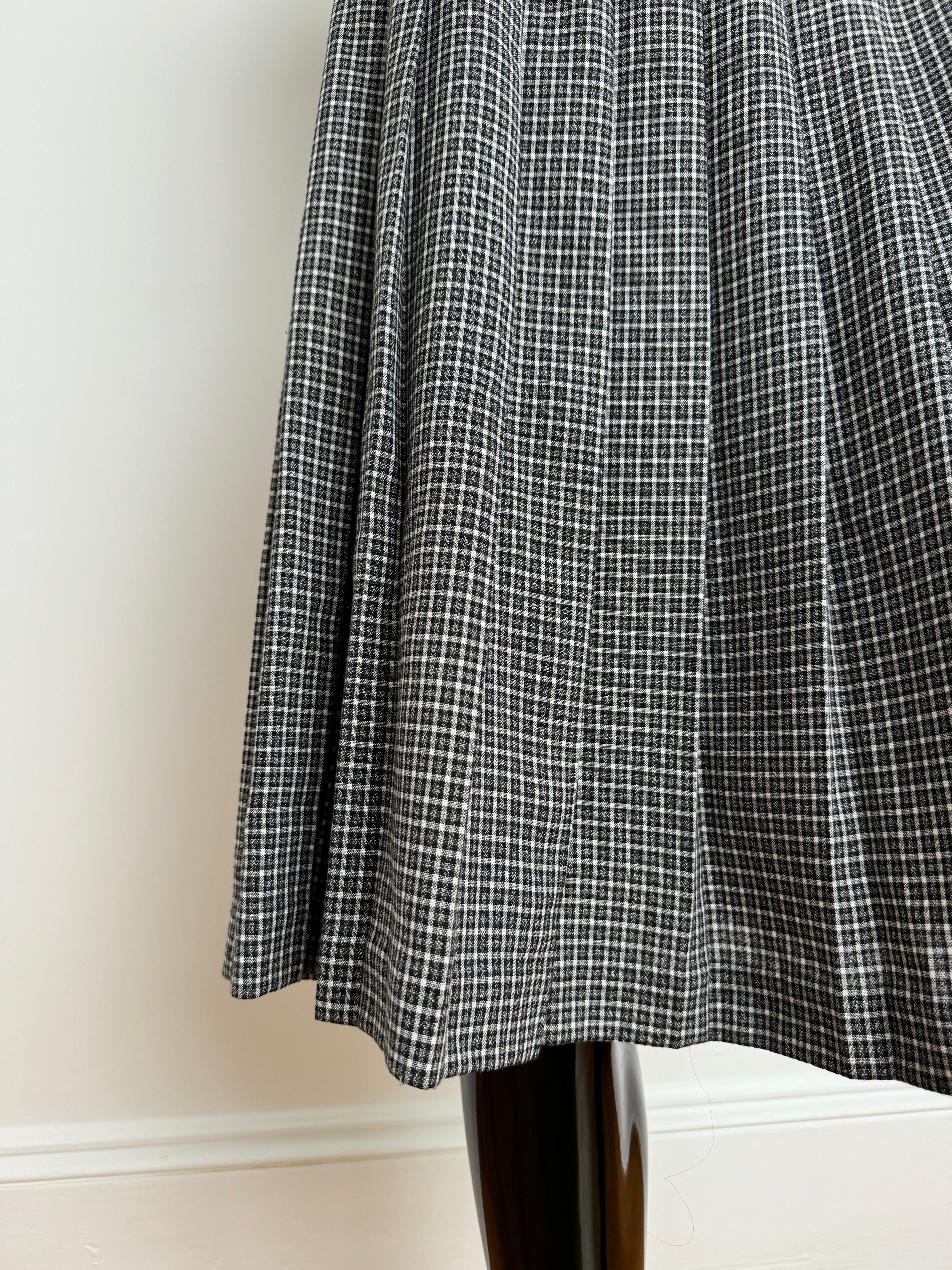 Plaid Pleated Midi Skirt