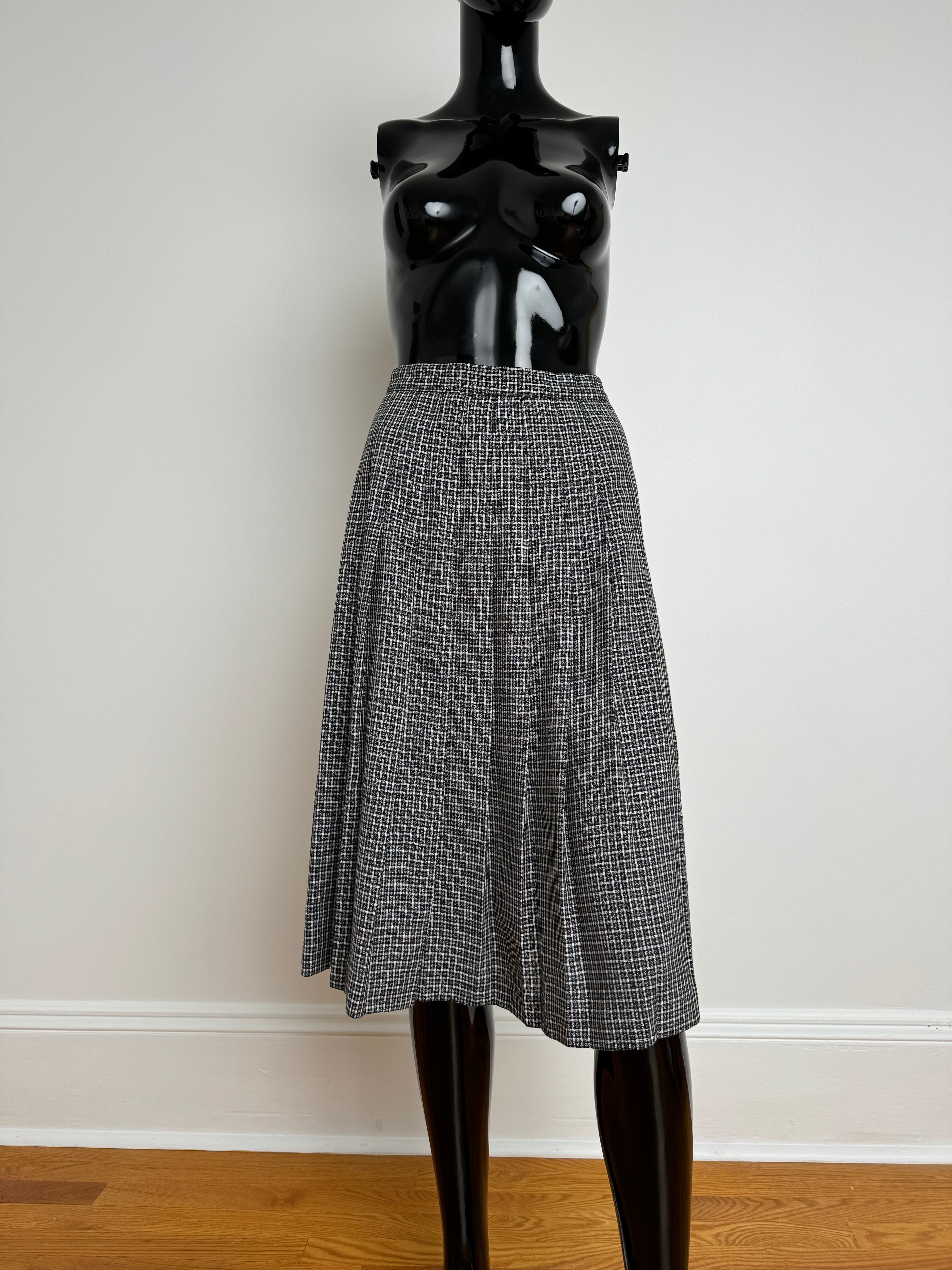 Plaid Pleated Midi Skirt