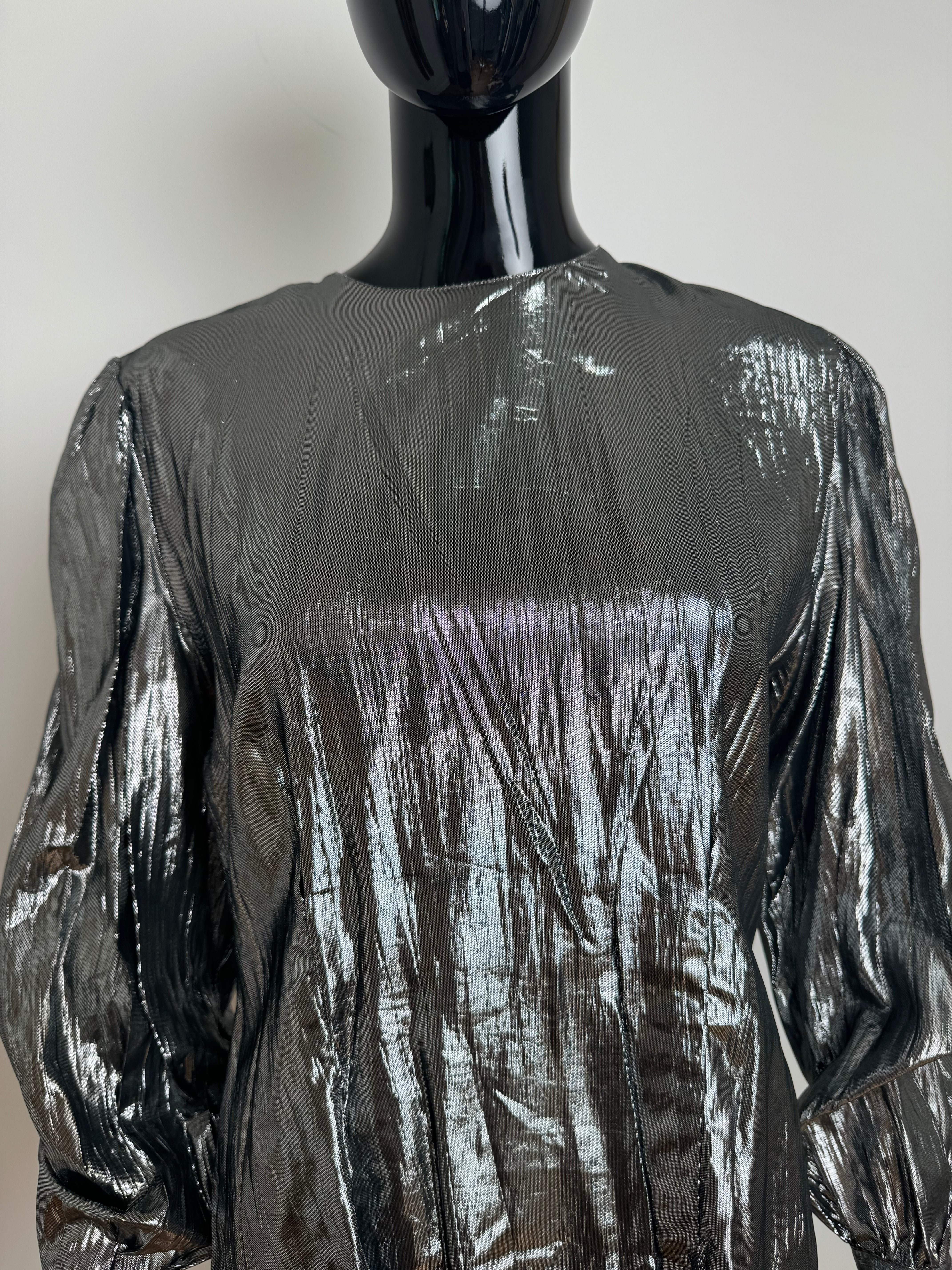 Silver Lamé Button Back Blouse