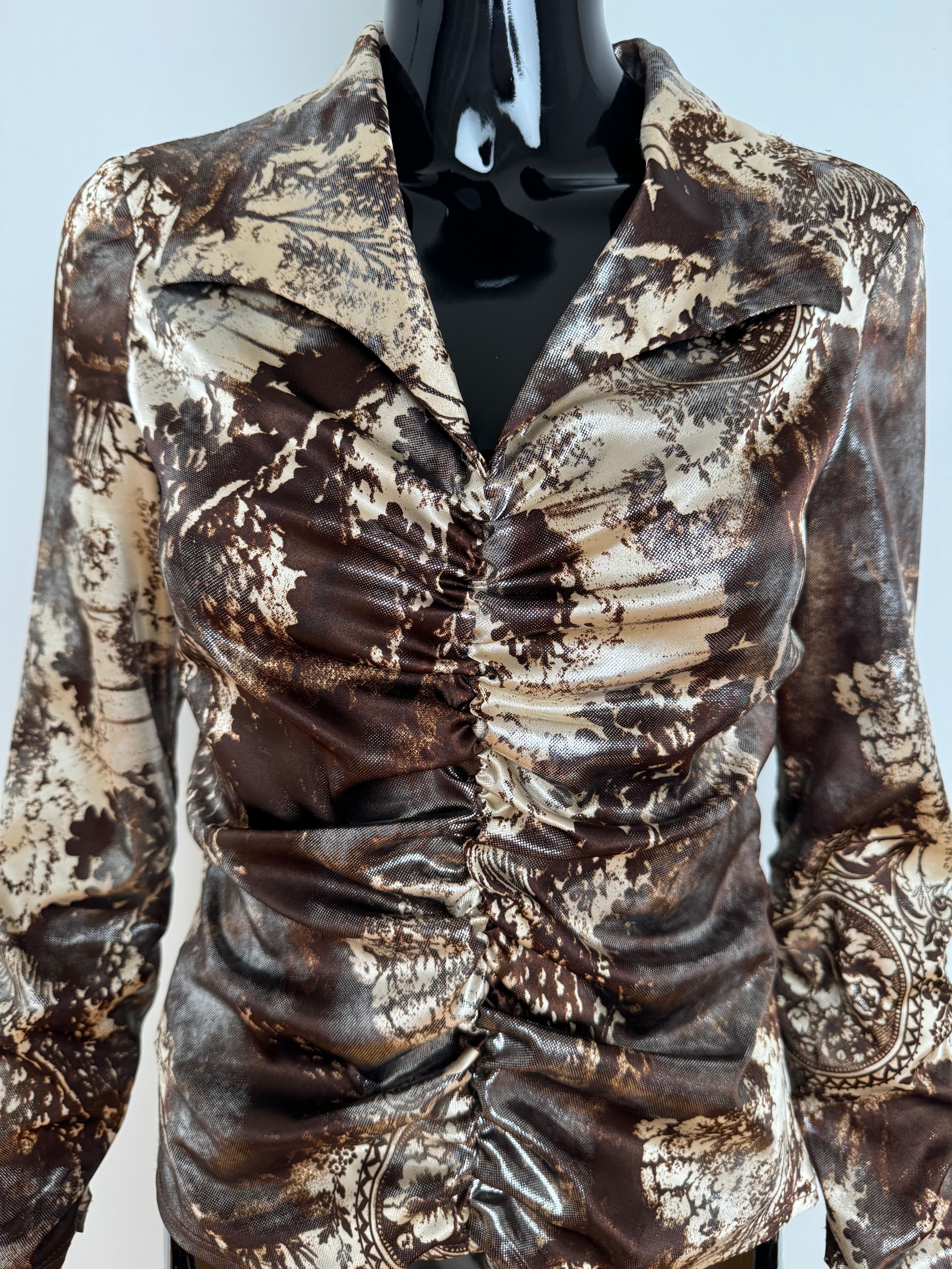 Bronze Metallic Wide Collar Blouse