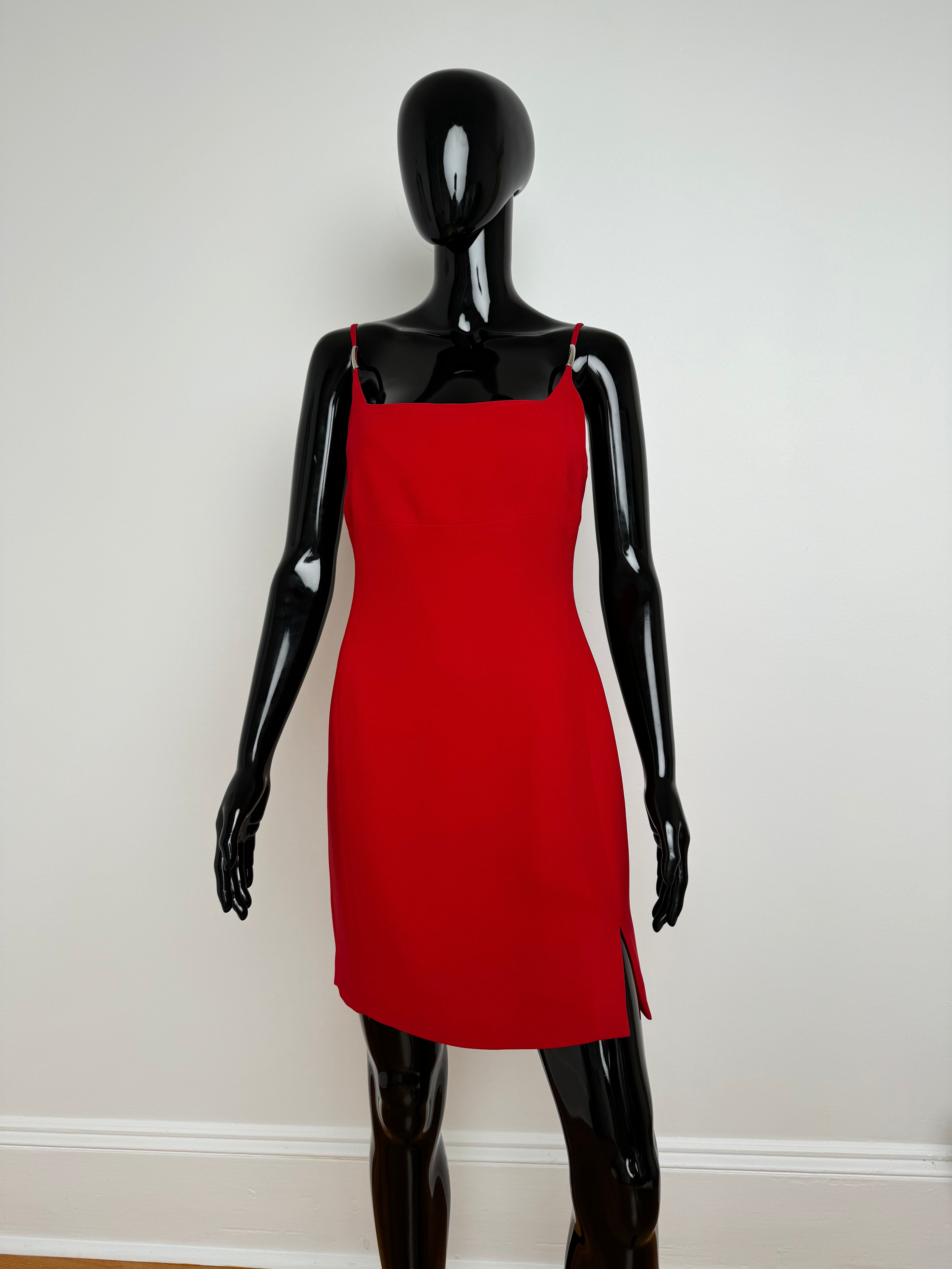 90s Red Square Neck Sheath Mini