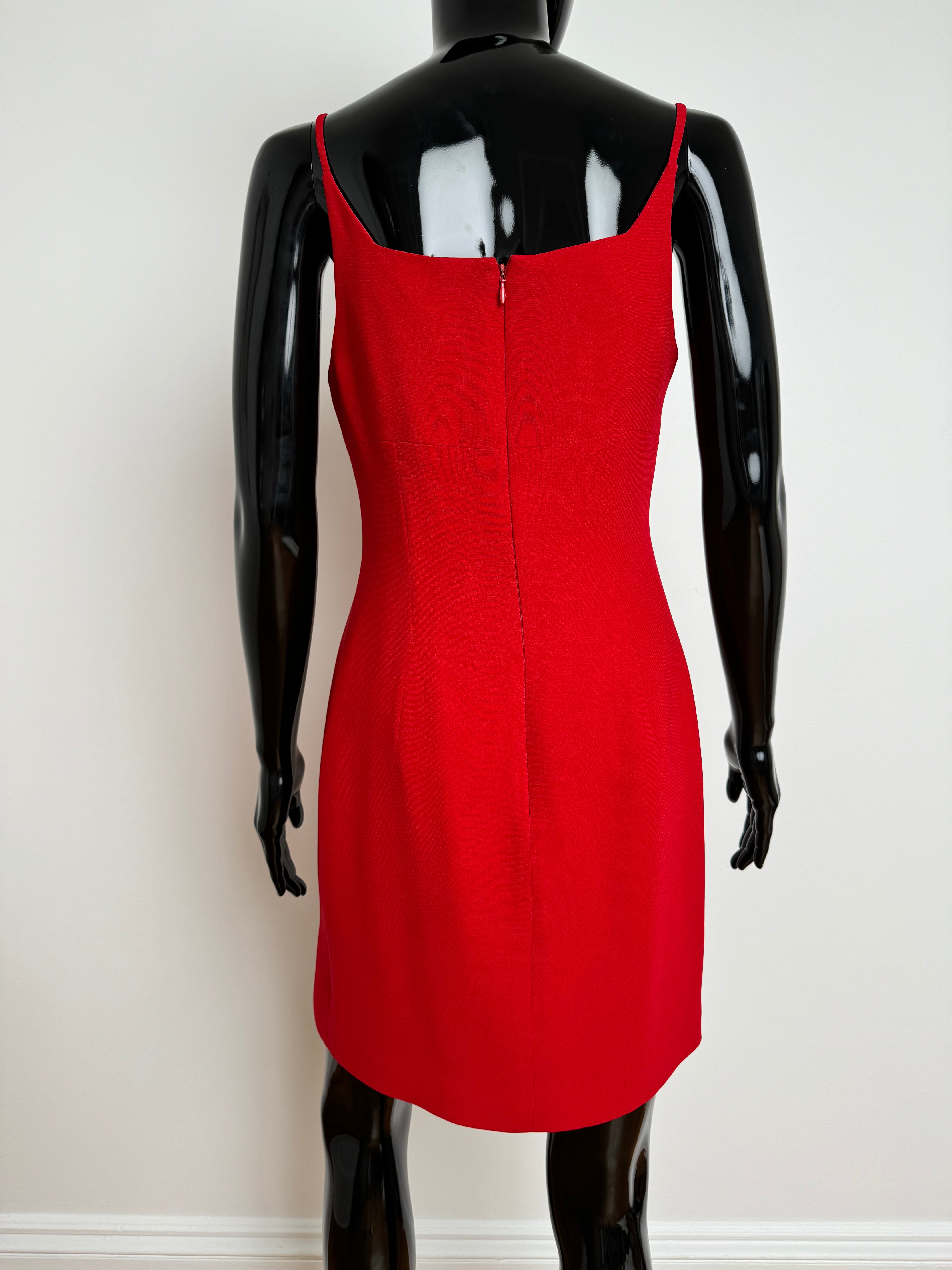 90s Red Square Neck Sheath Mini