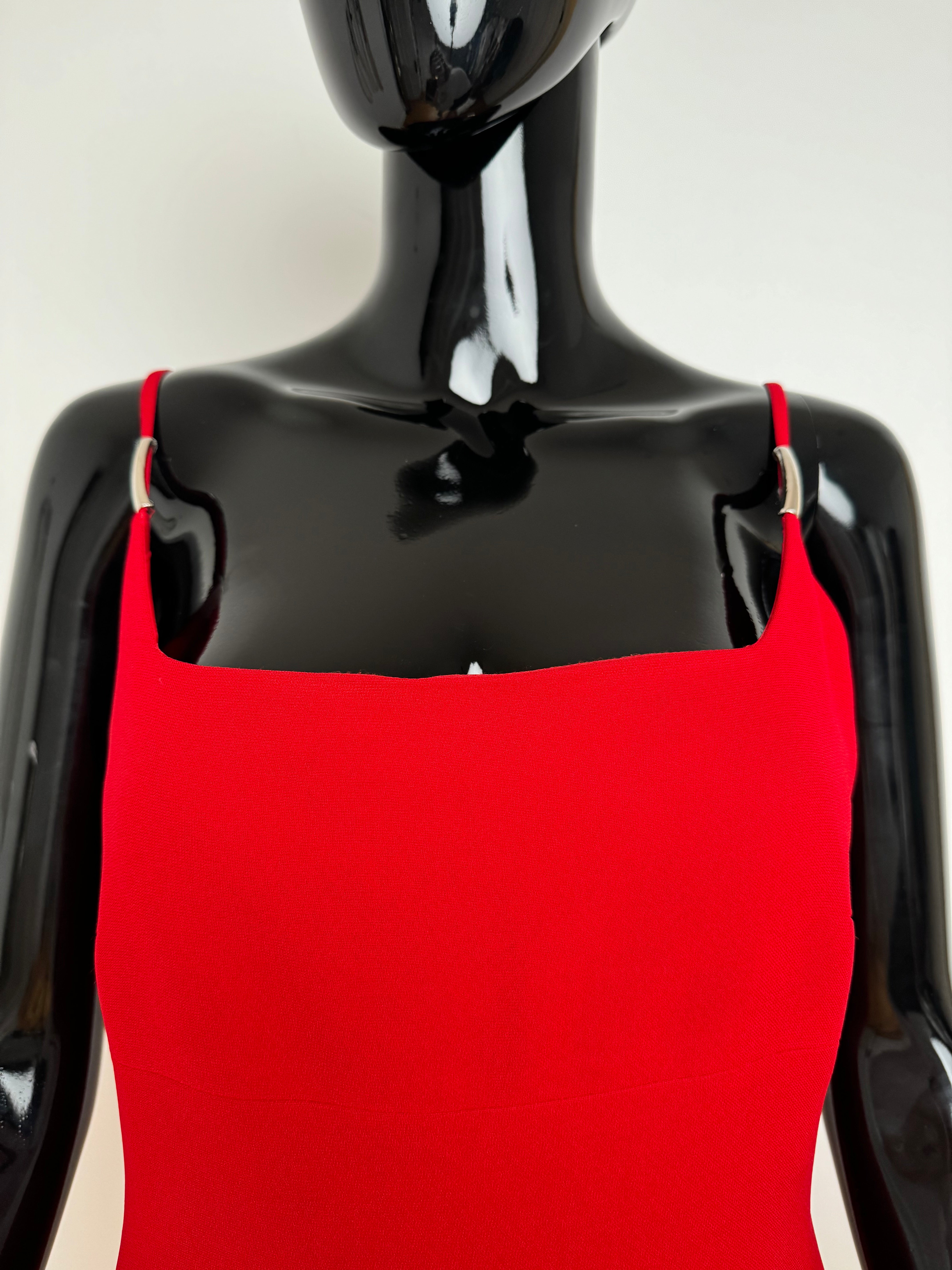 90s Red Square Neck Sheath Mini