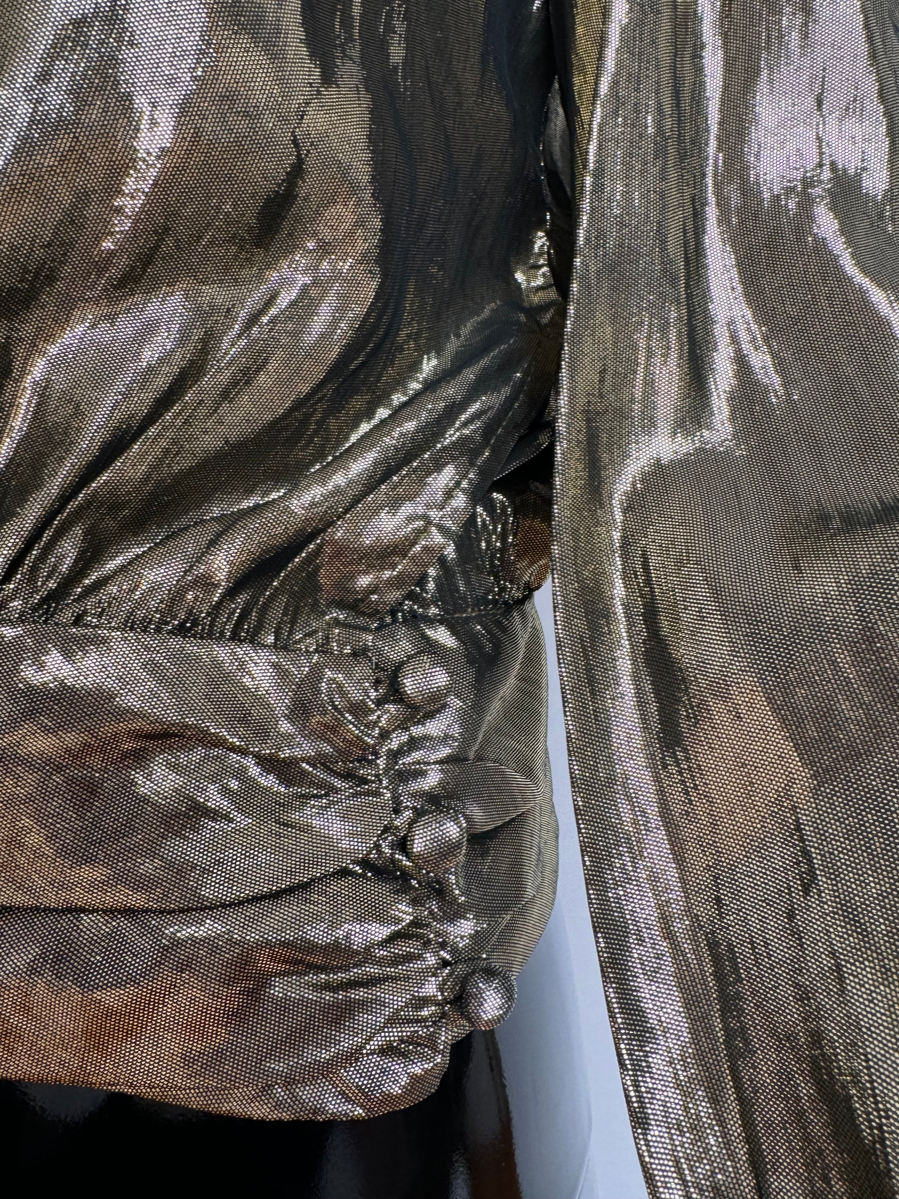 Gold Waist Cinching Lamé Blouse