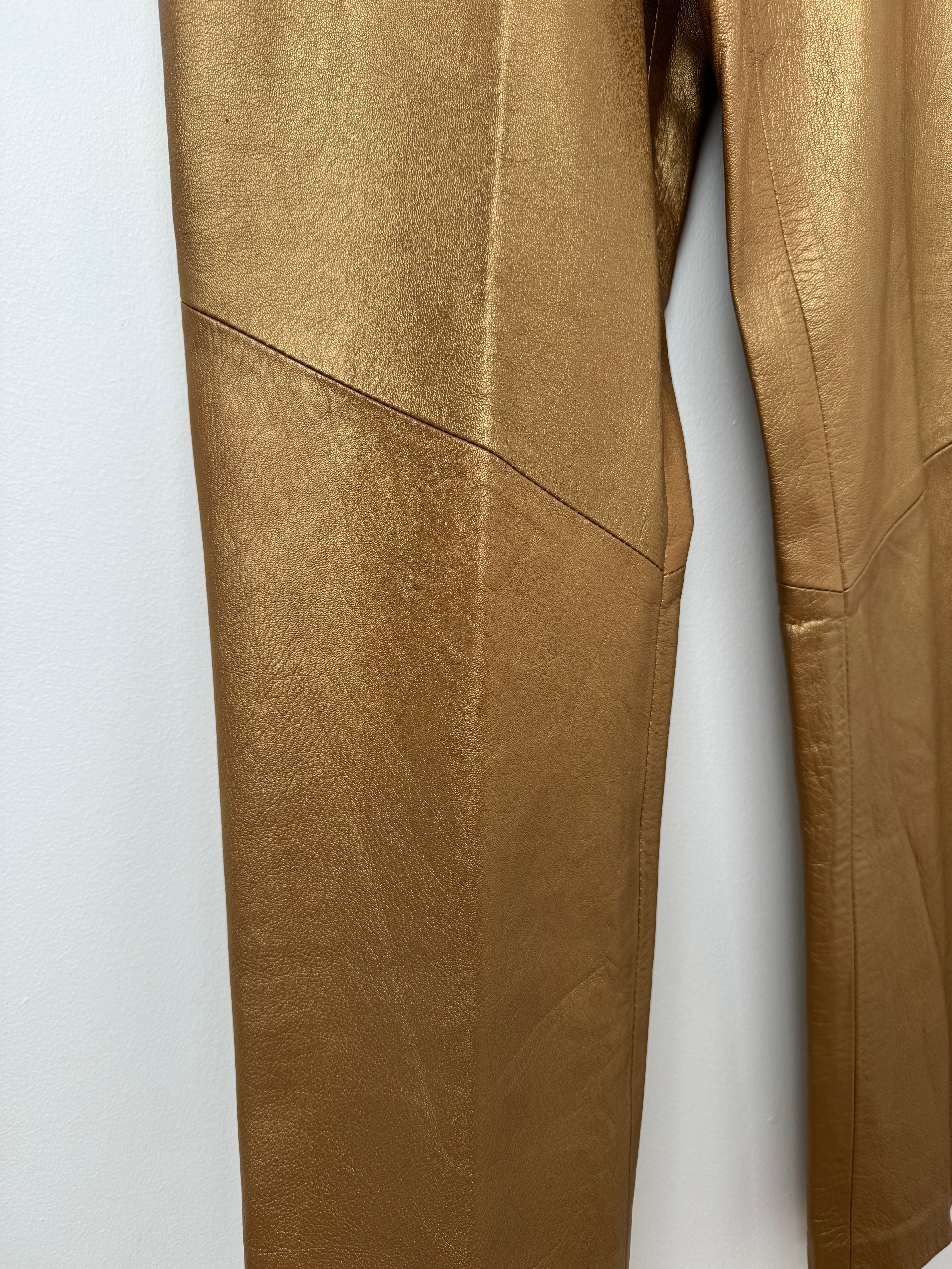 Gold 100% Leather Pants
