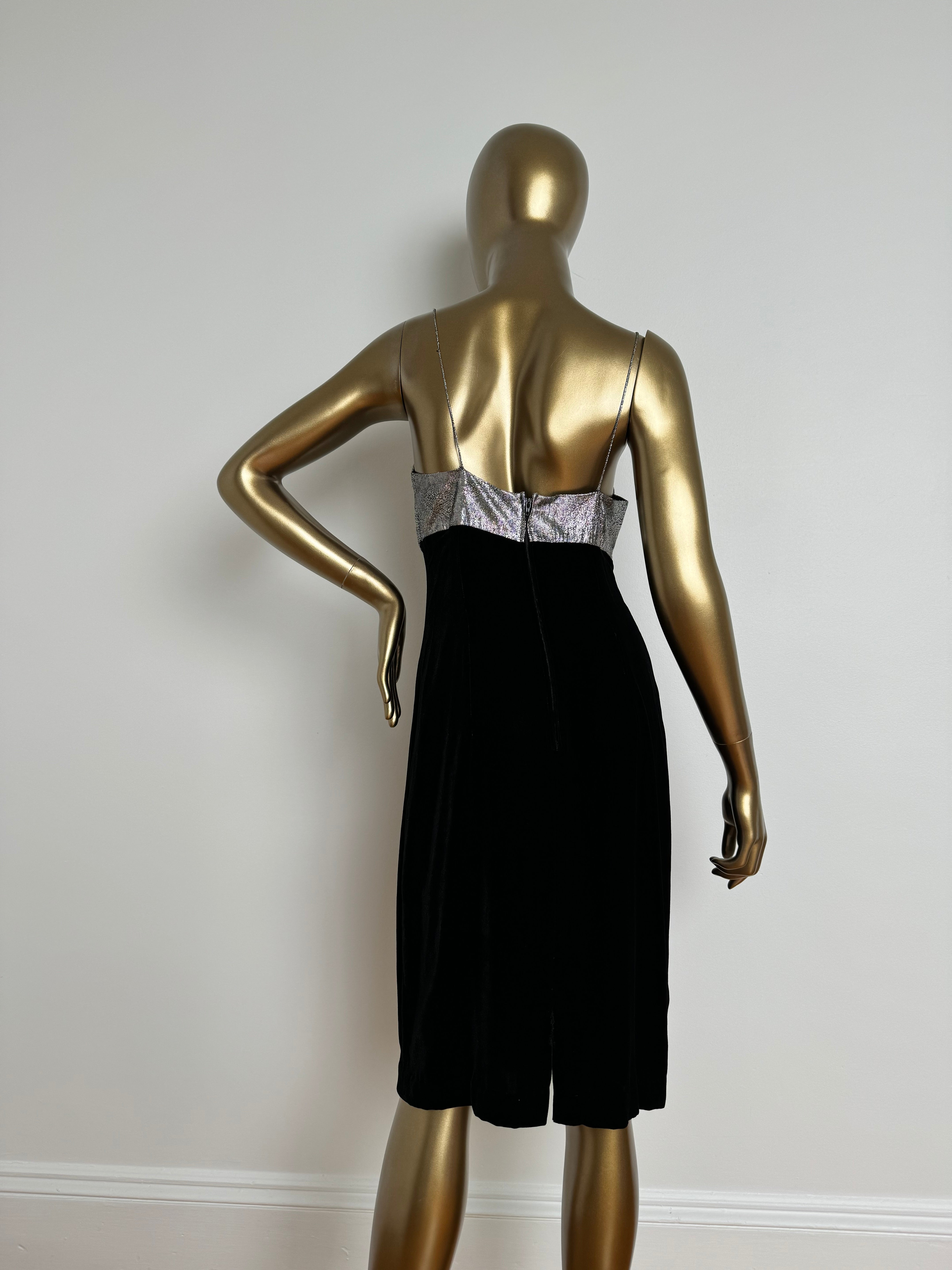 Silver Lamé & Velvet Cocktail Dress