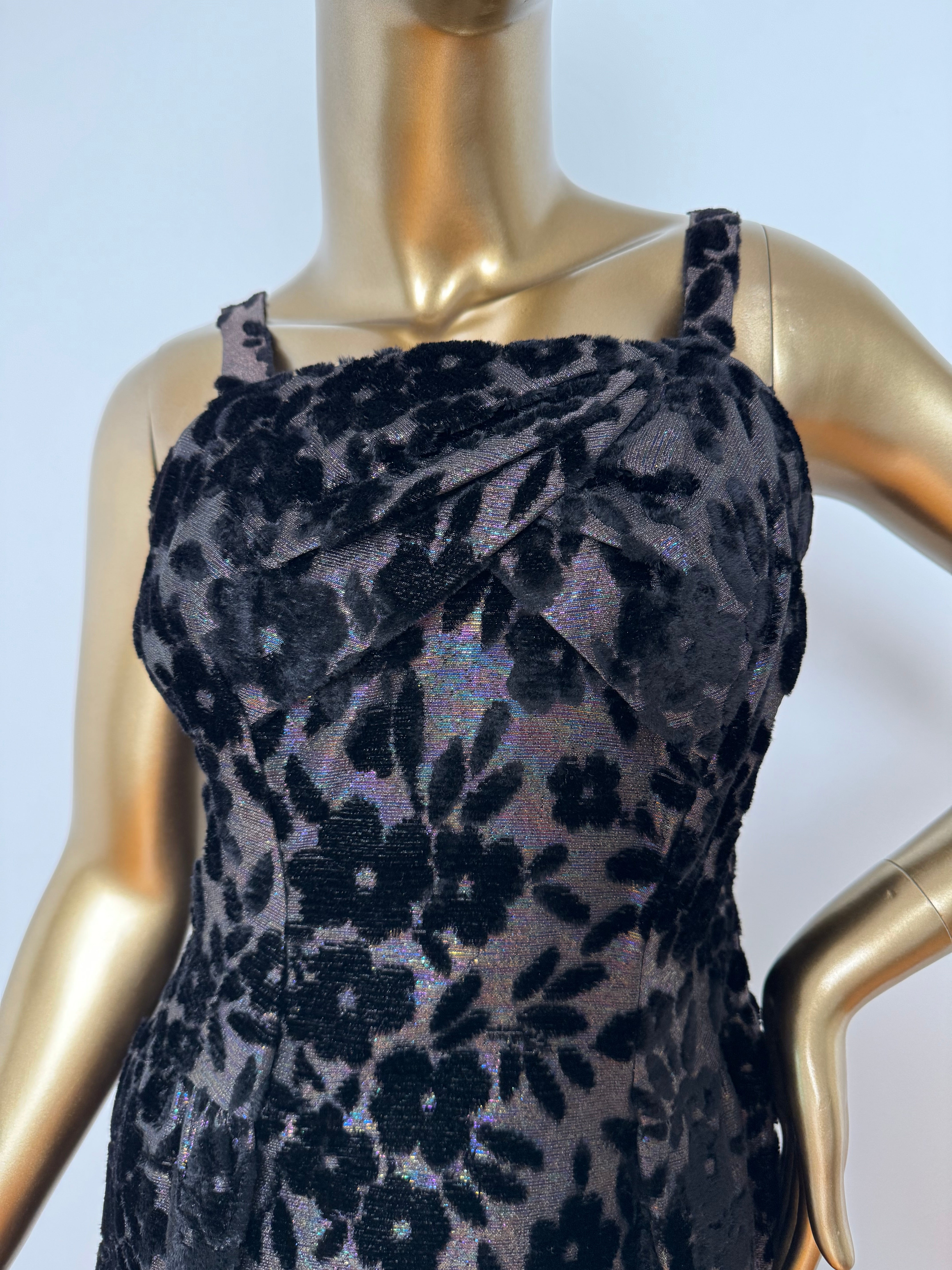 Couture Iridescent Velvet Column Dress