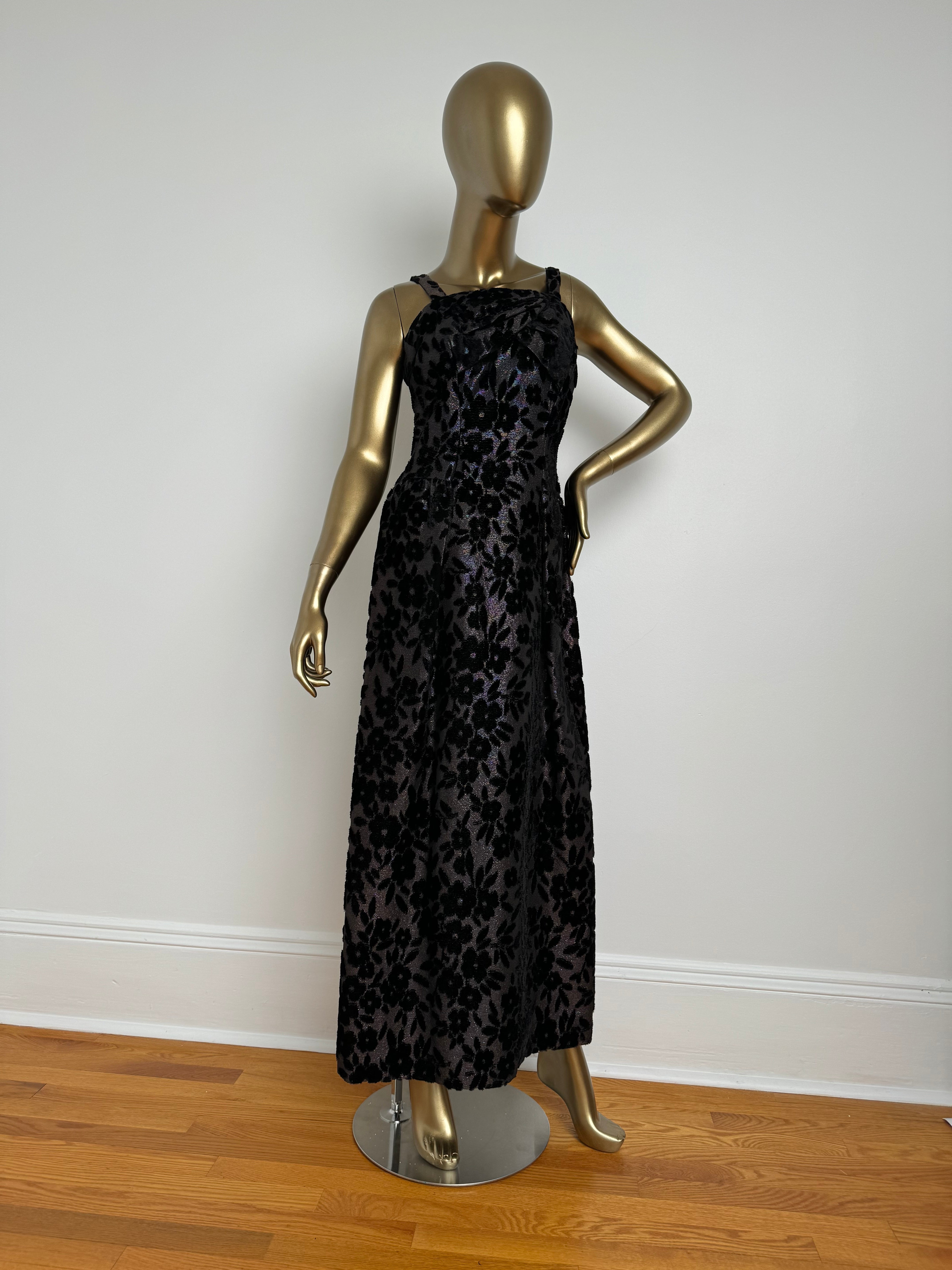 Couture Iridescent Velvet Column Dress