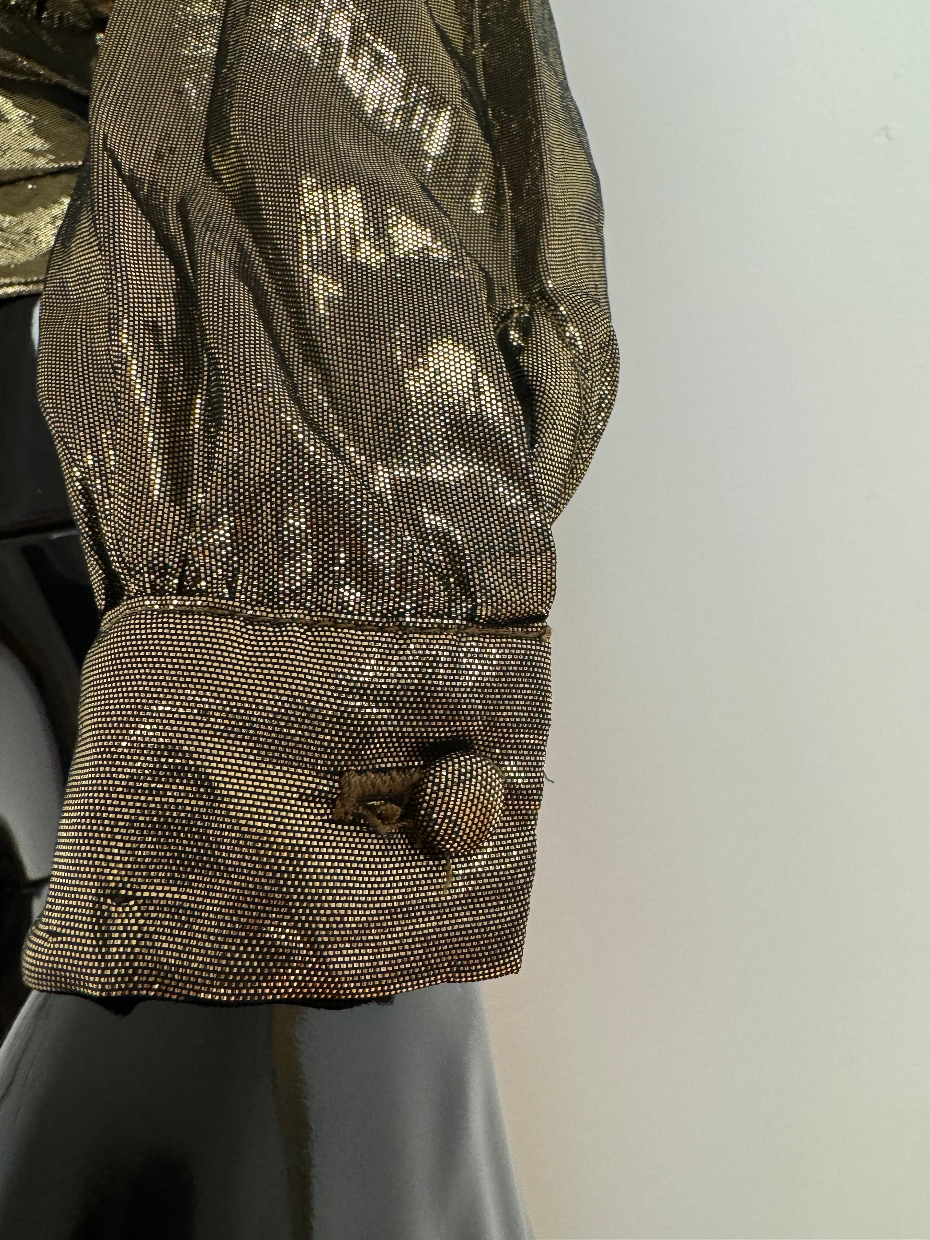 Gold Waist Cinching Lamé Blouse