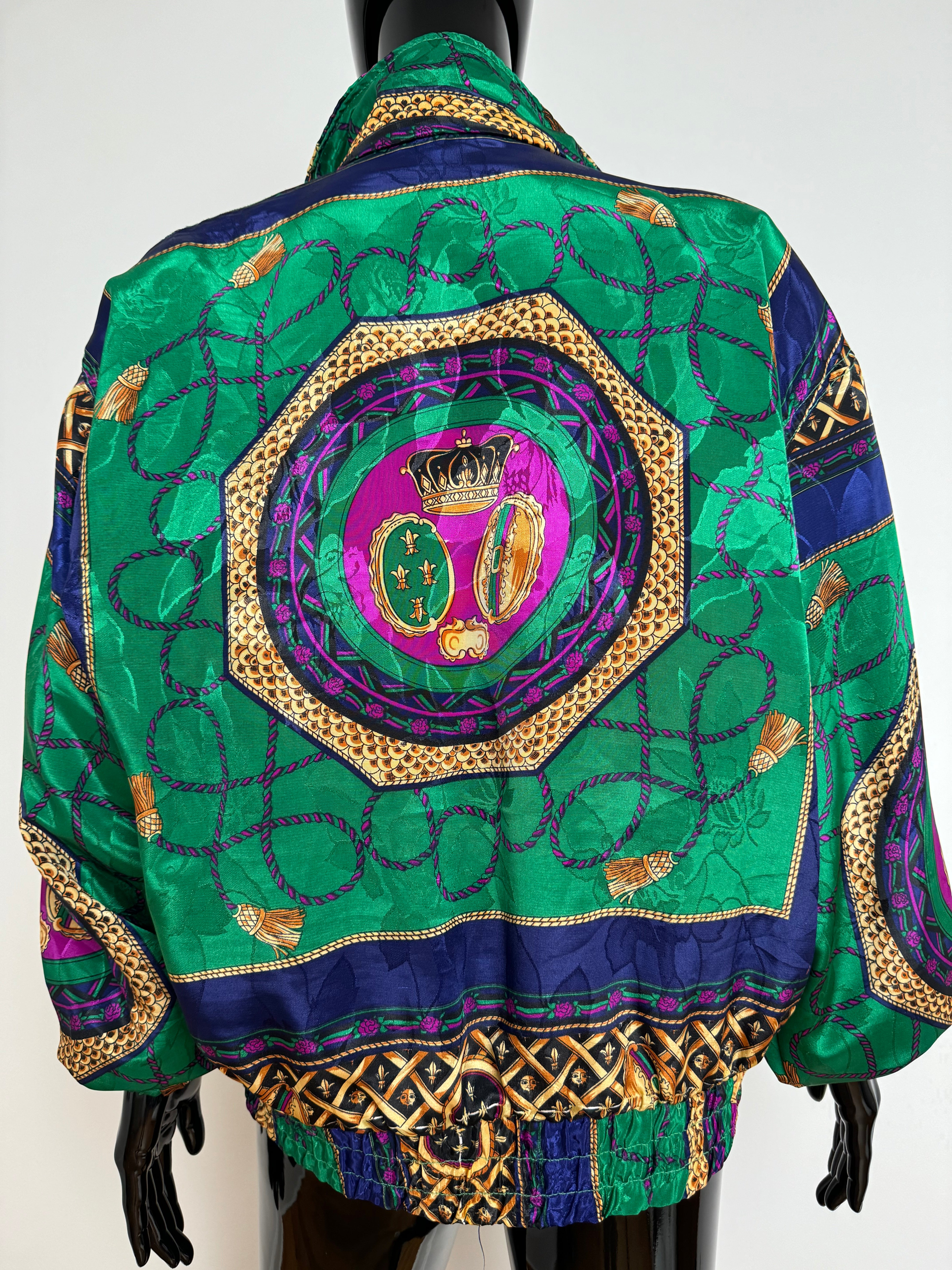 Jewel Tone Crown Bomber Jacket