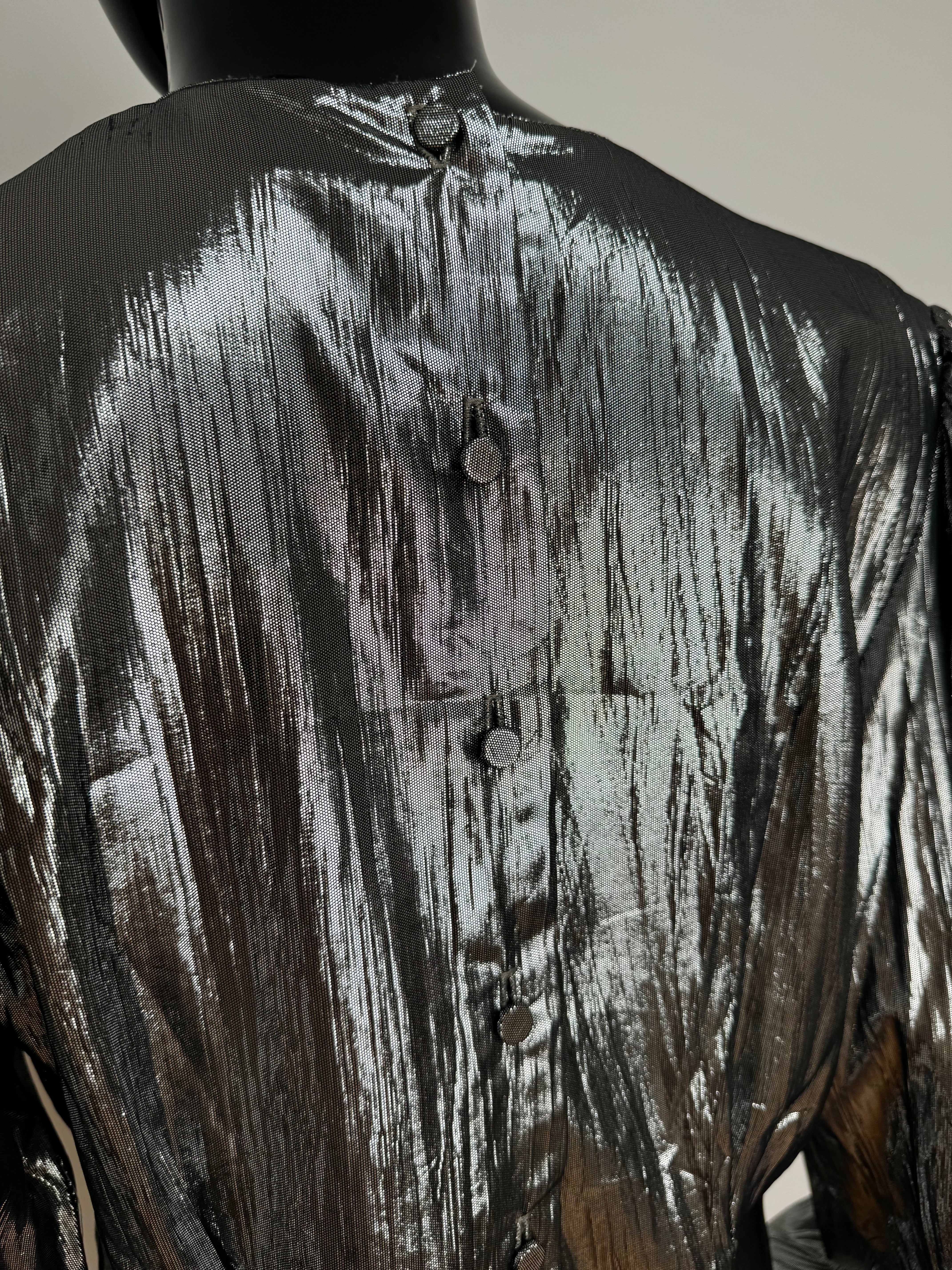 Silver Lamé Button Back Blouse