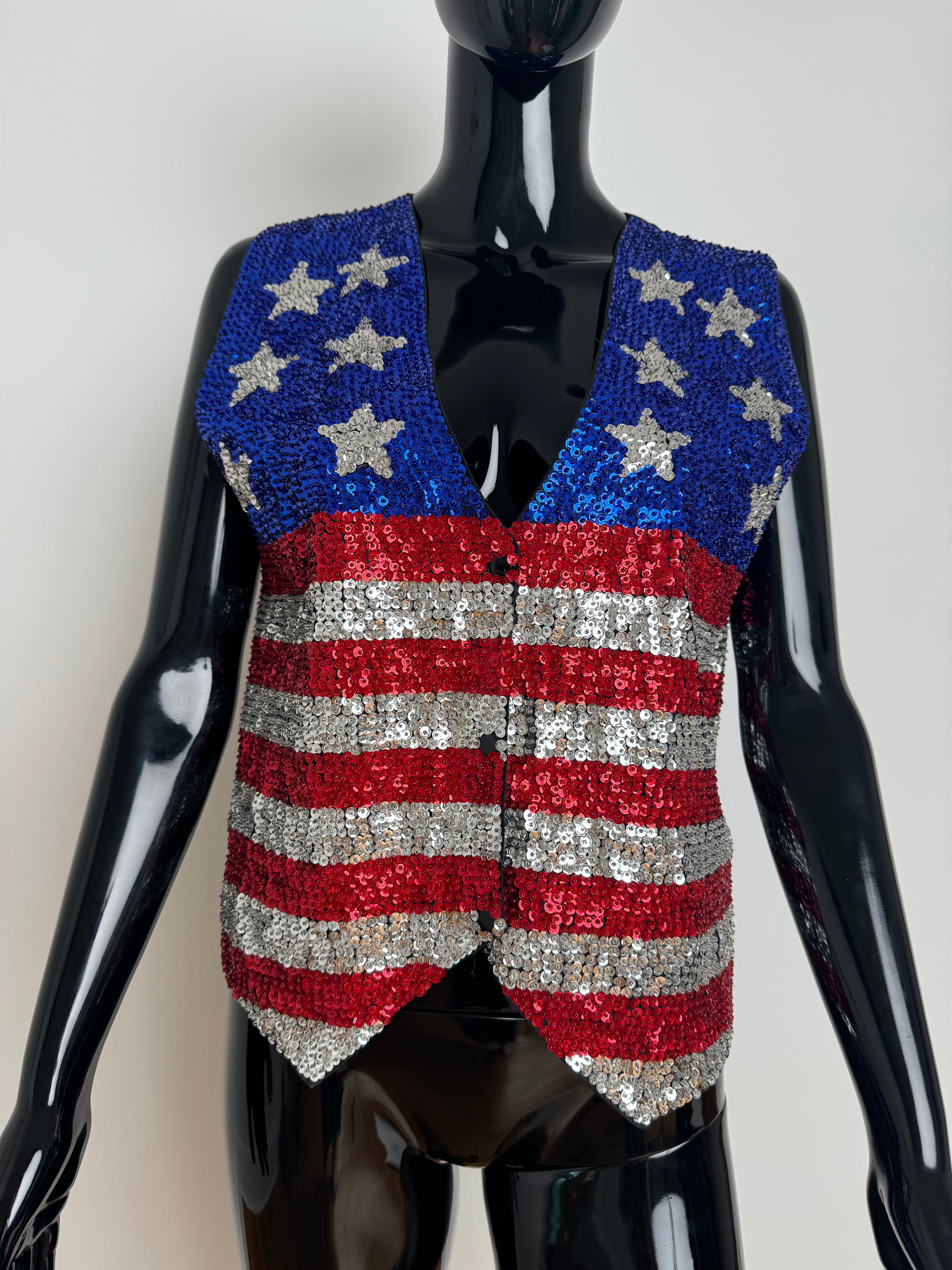 Sequin American Flag Vest