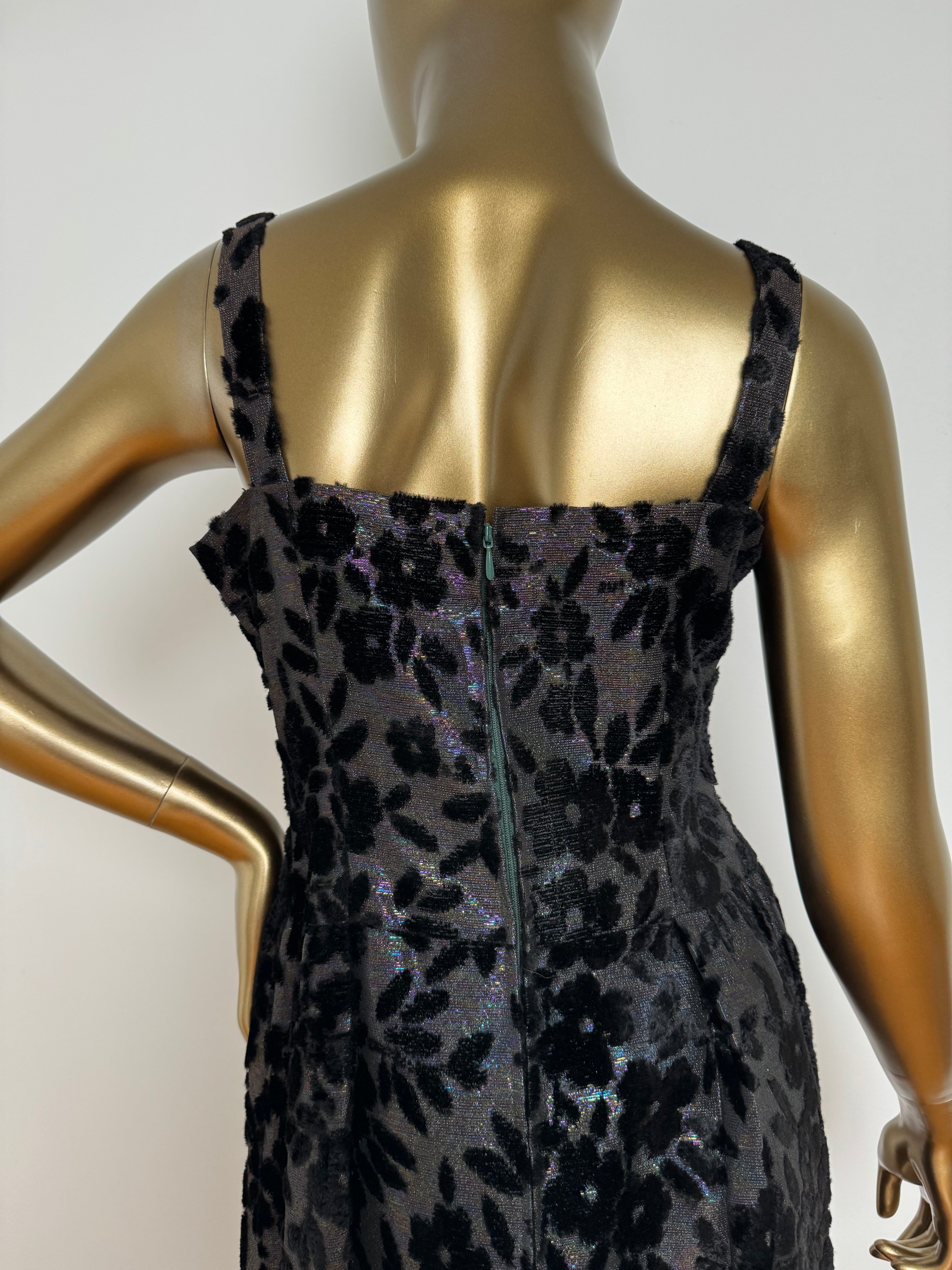Couture Iridescent Velvet Column Dress