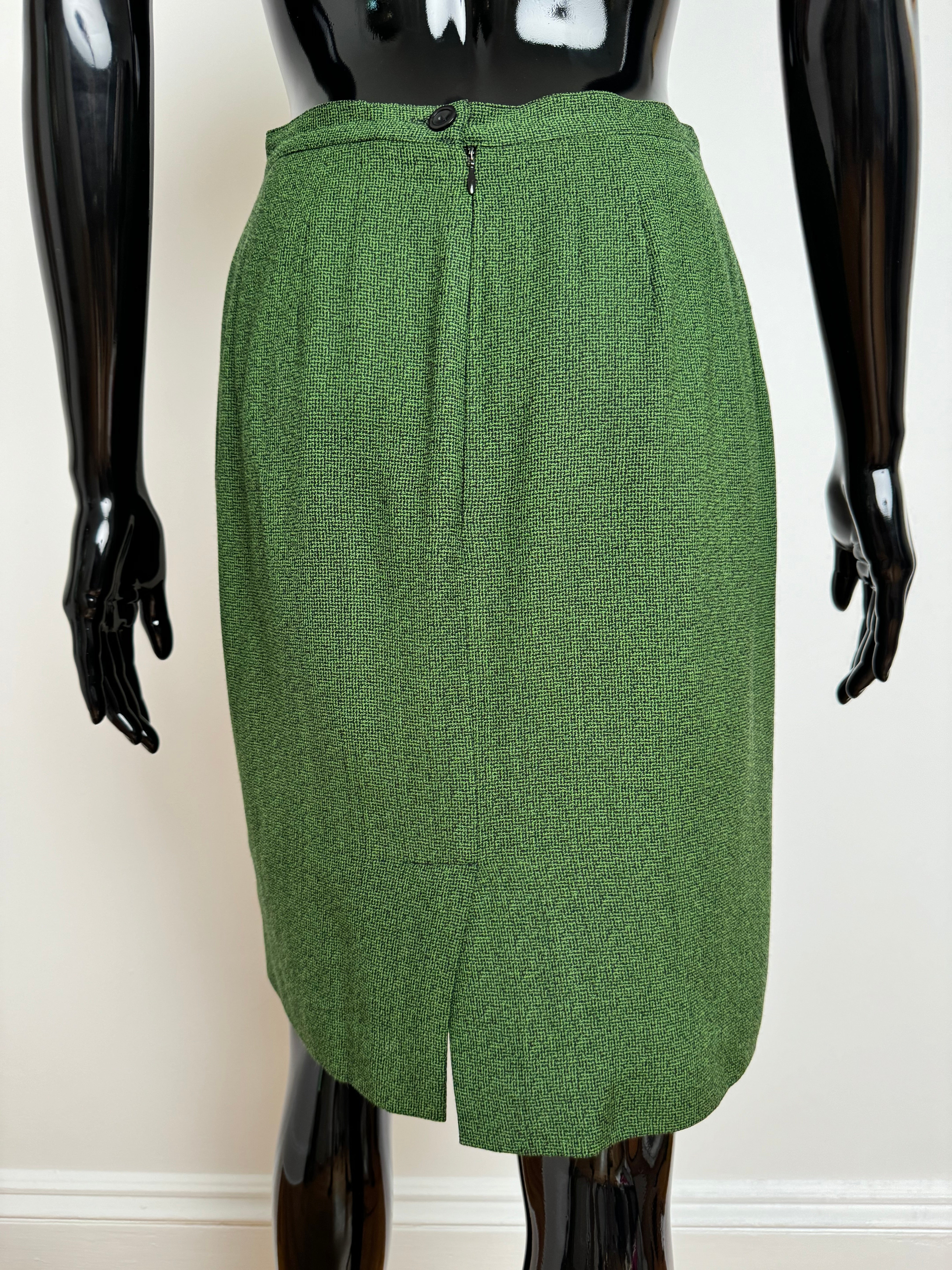 90s Forest Green Wool Blend Skirt Suit