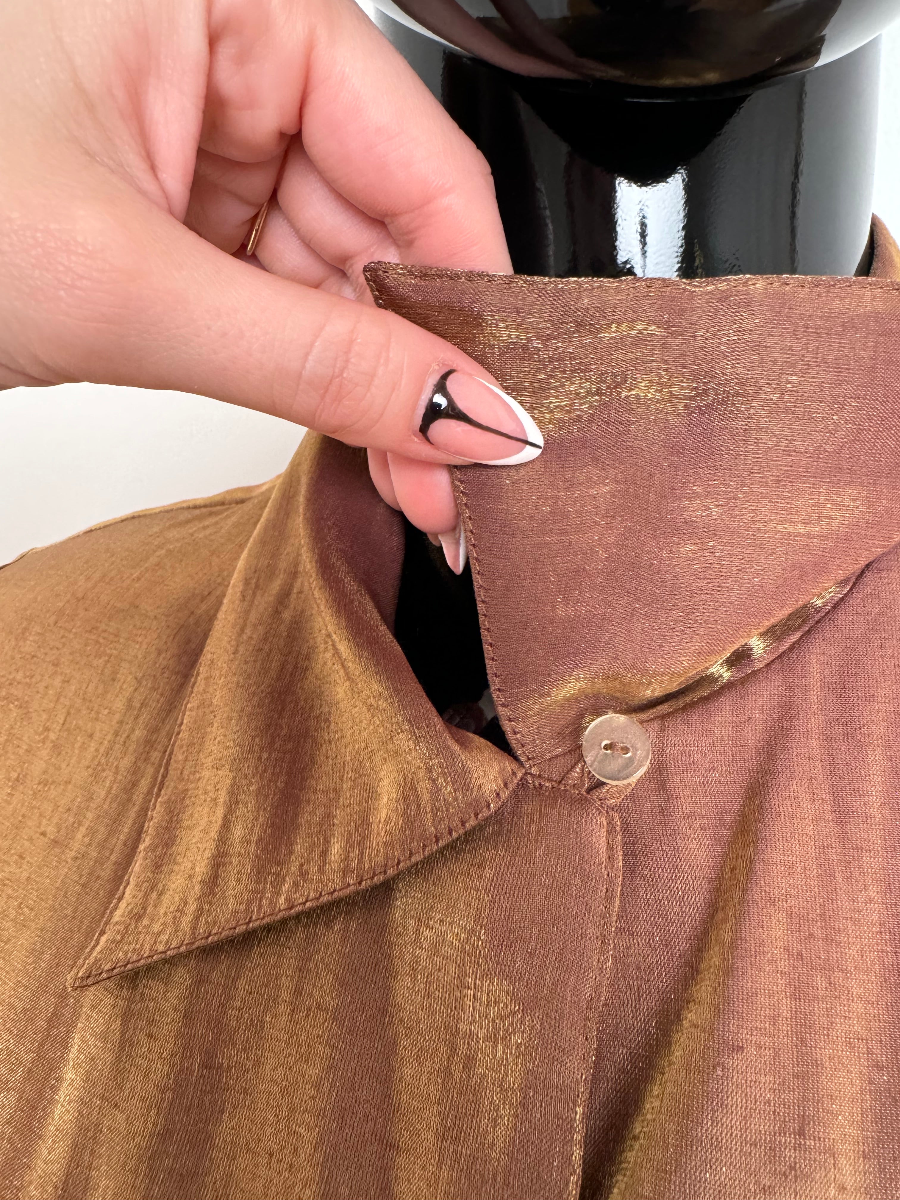 Bronze & Gold Button Down Blouse