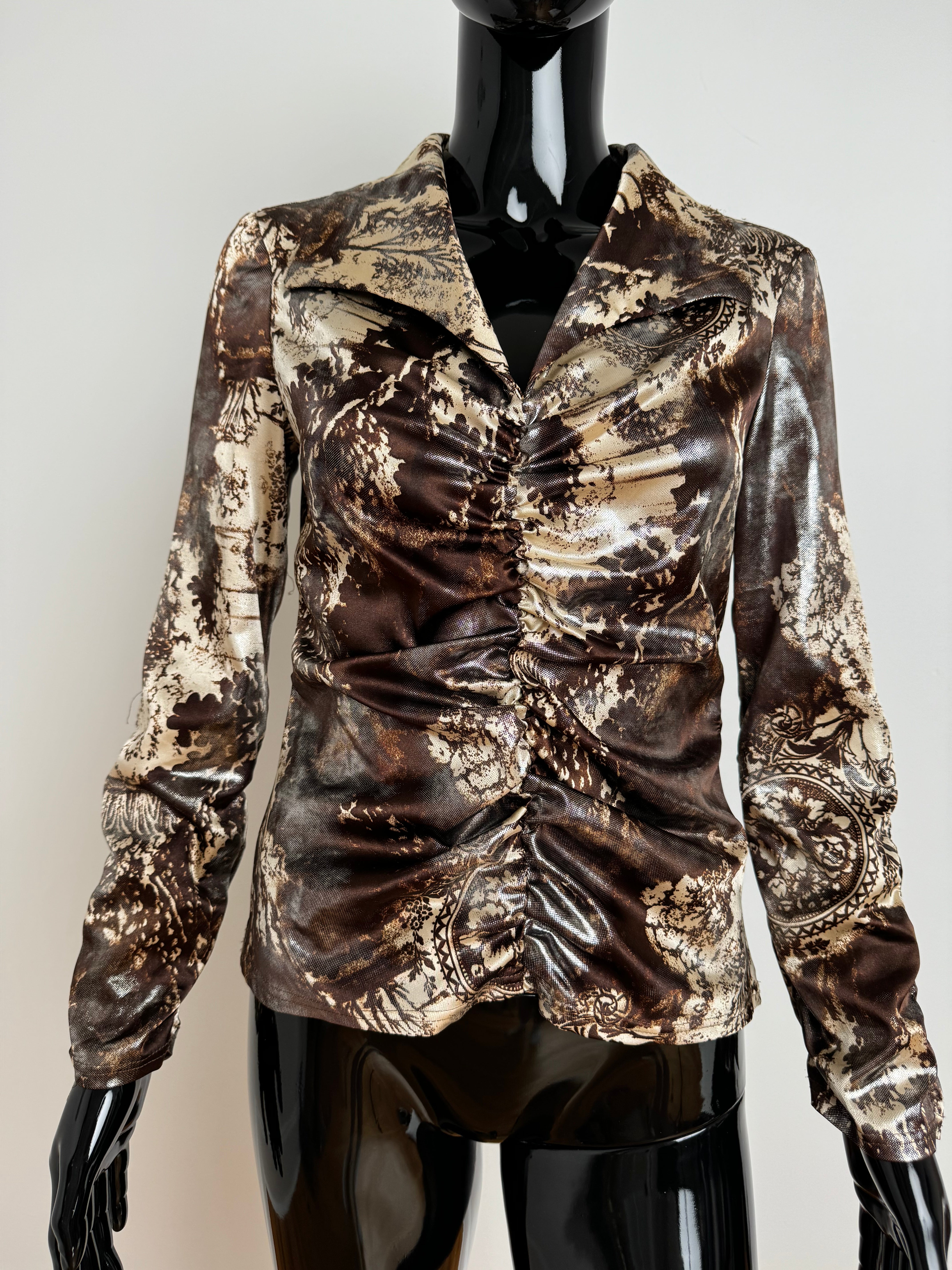 Bronze Metallic Wide Collar Blouse