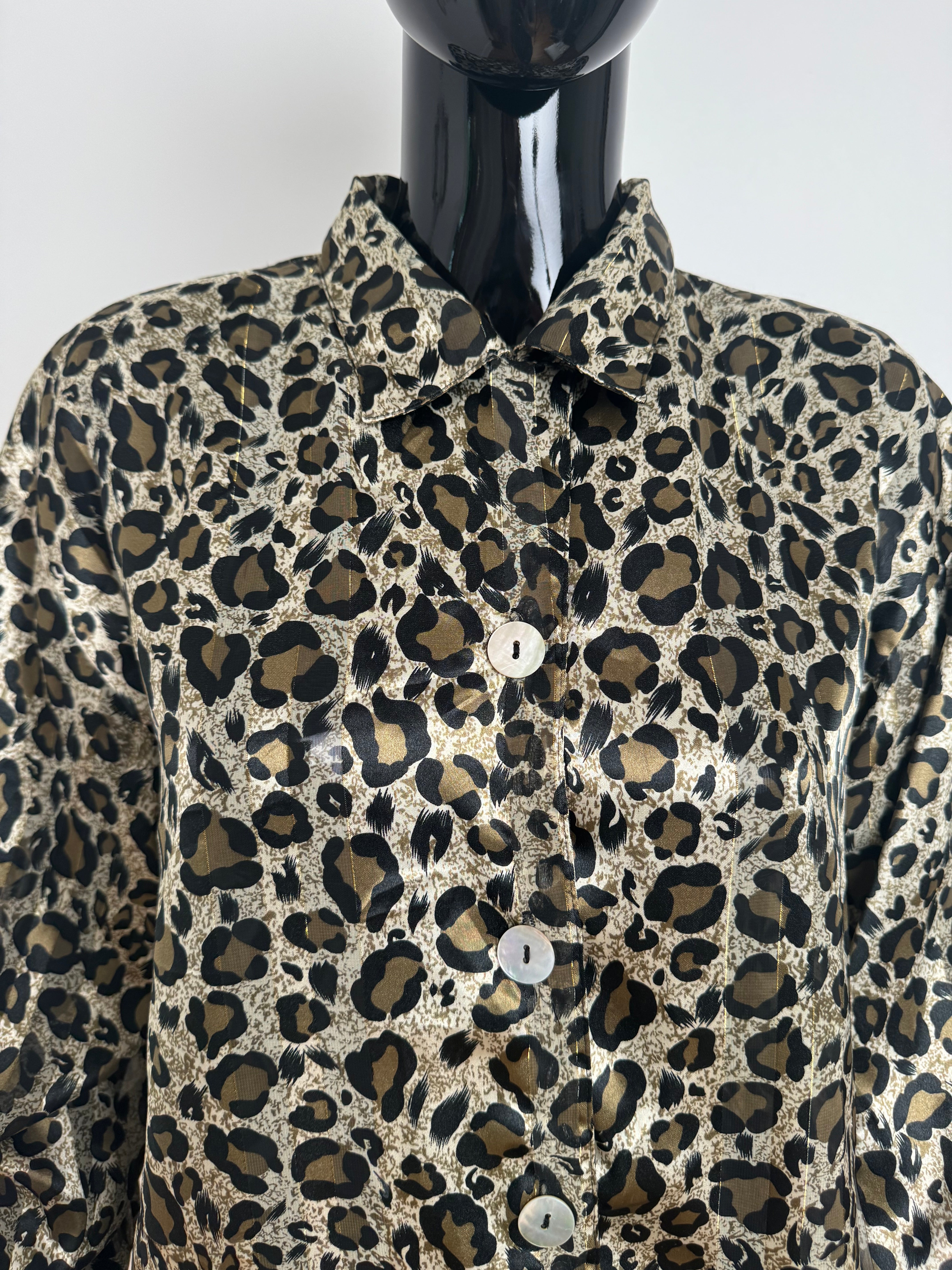 Metallic & Sheer Leopard Print Button Down